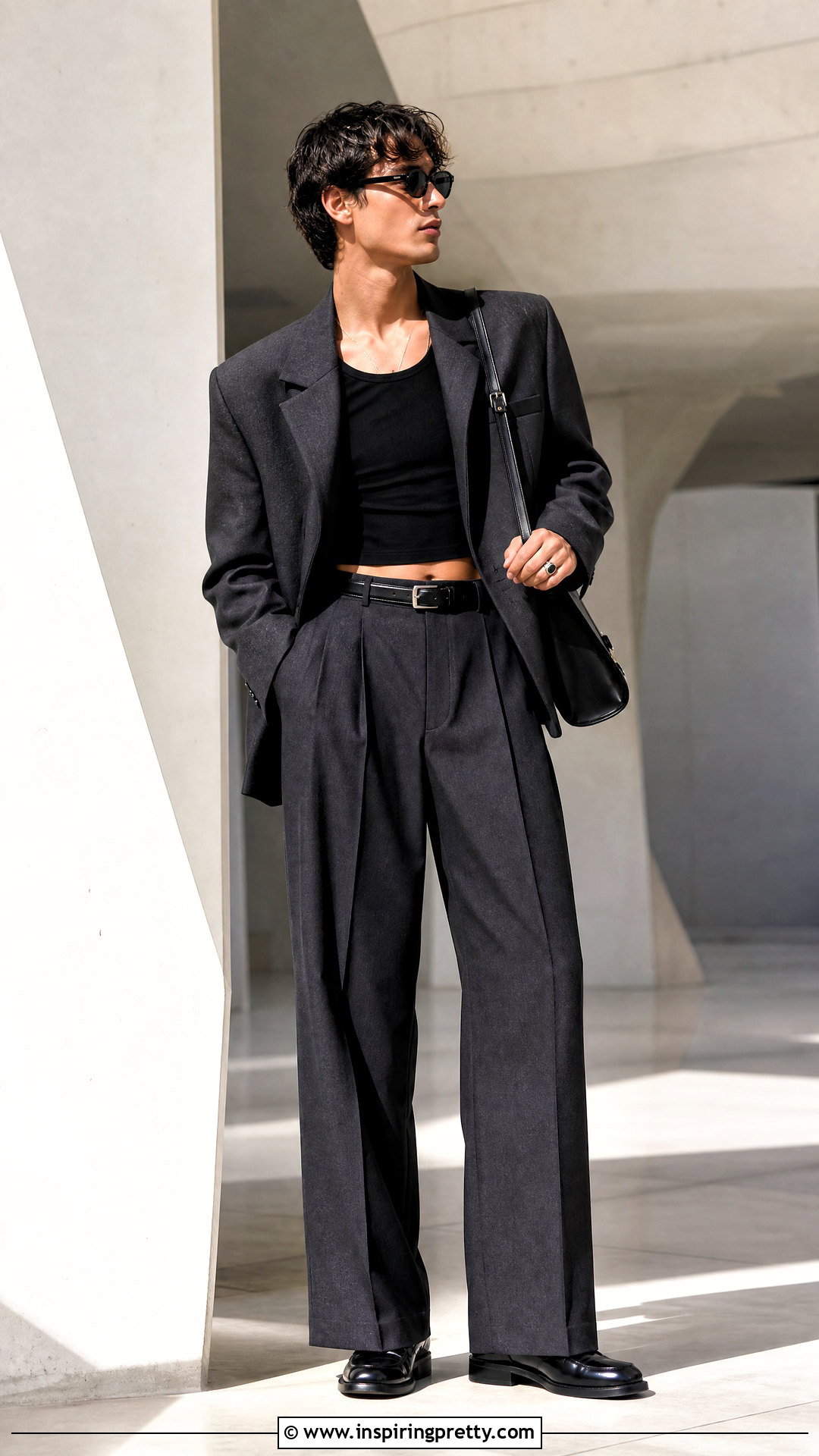 Crop Top With Oversized Blazer - 25 man crop top aesthetic ideas