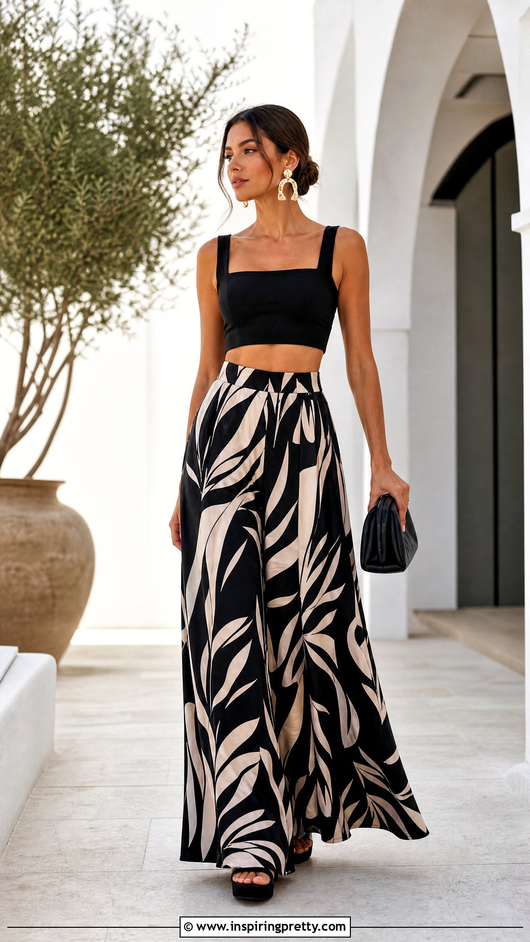 Crop Top With Palazzo Pants - 20 overhang crop top outfit ideas