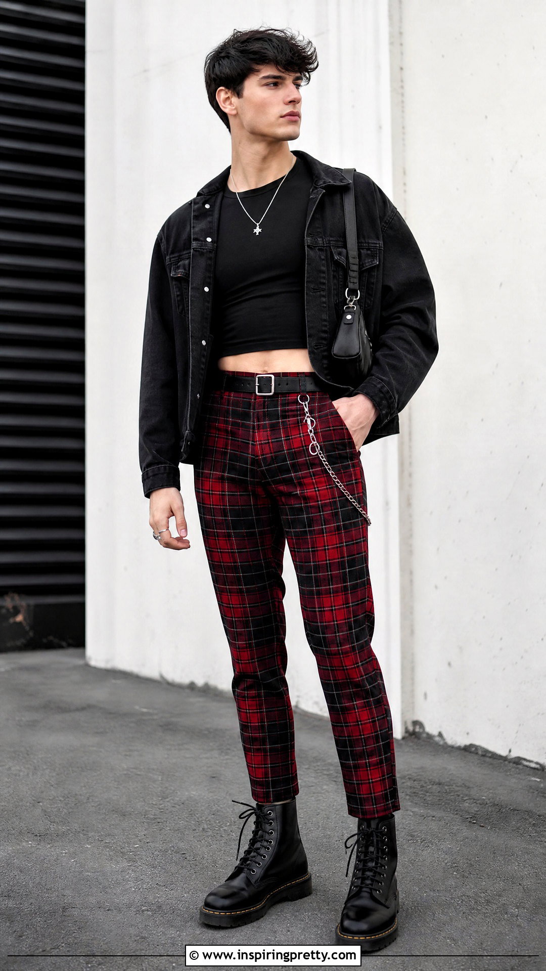 Crop Top With Plaid Pants - 25 man crop top aesthetic ideas