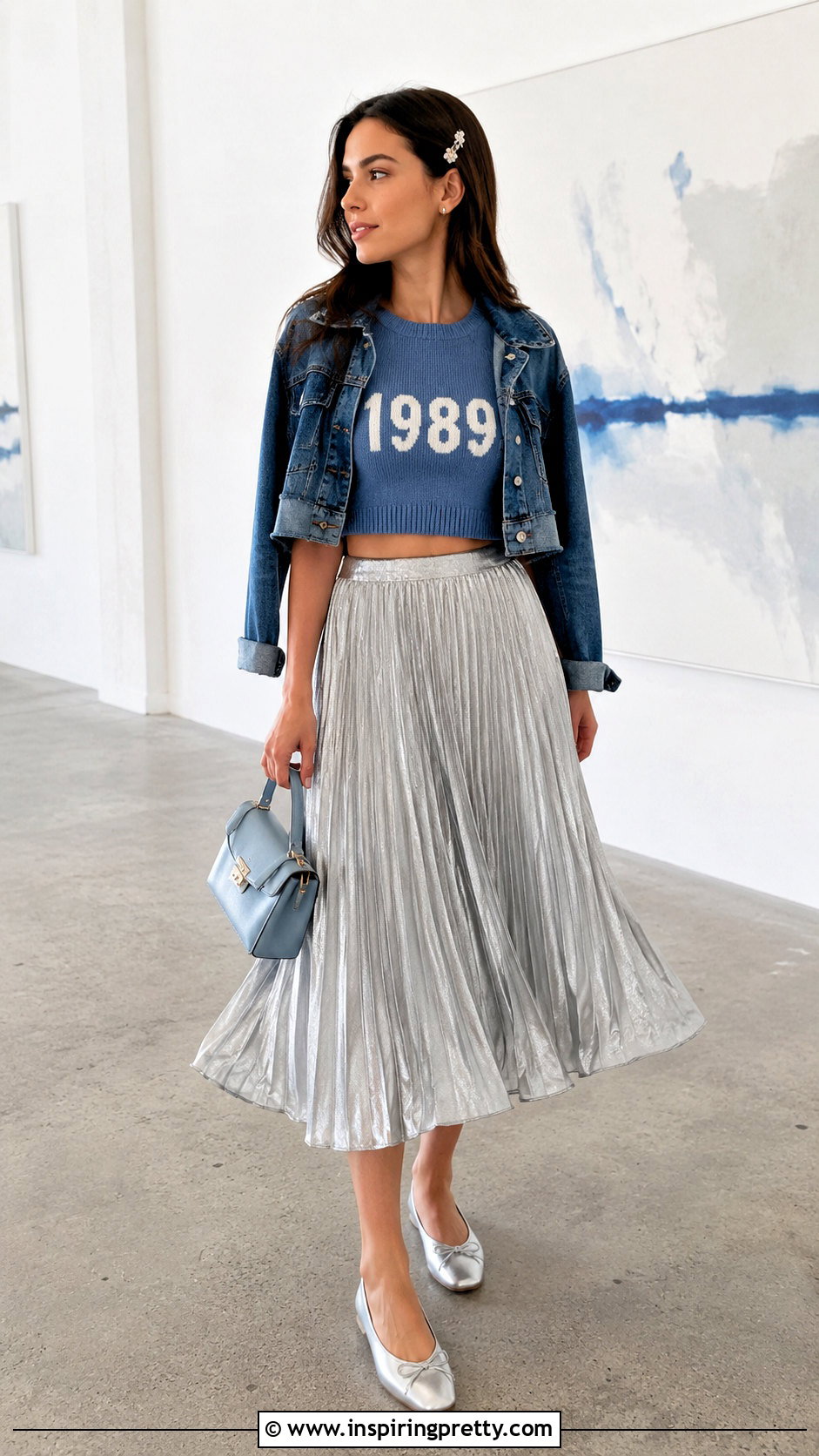 Crop Top With Pleated Midi Skirt - 20 1989 Crop Top outfit ideas