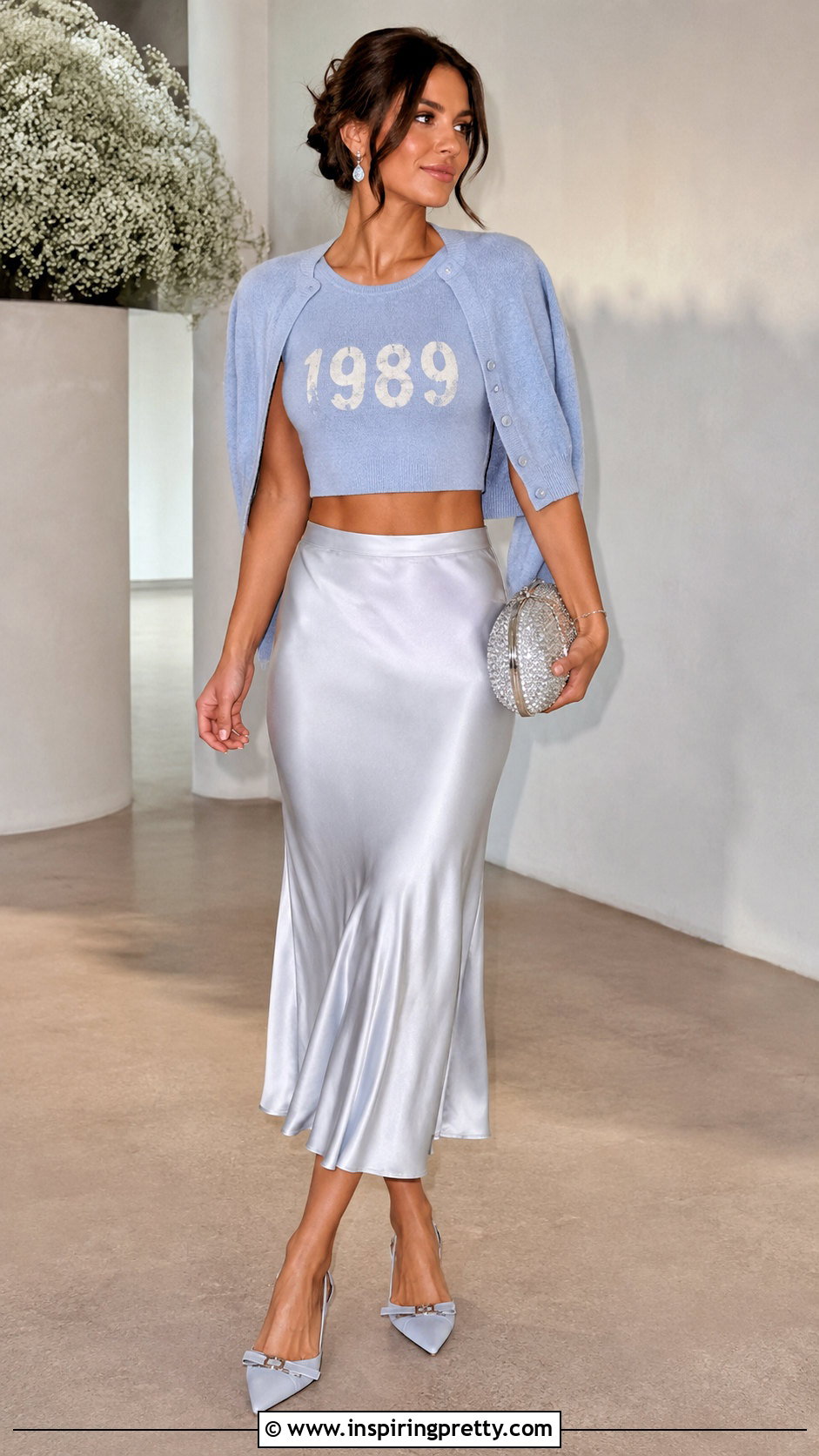 Crop Top With Satin Midi Skirt - 20 1989 Crop Top outfit ideas