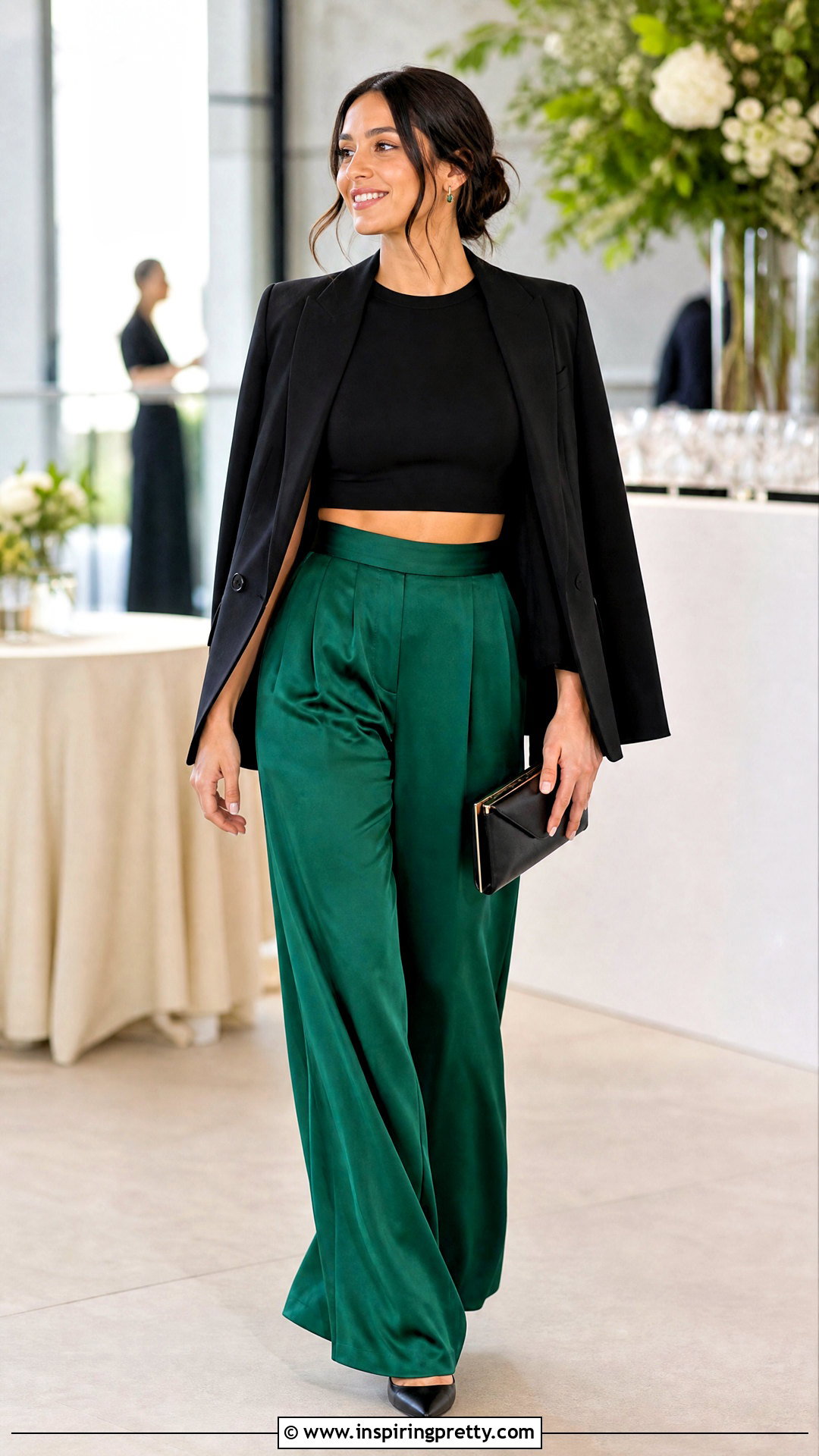 Crop Top With Satin Palazzo Pants - ways to wear crop tops (25 ways)