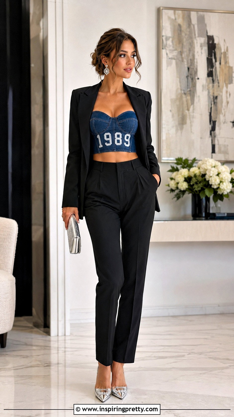 Crop Top With Tailored Black Pants - 20 1989 Crop Top outfit ideas