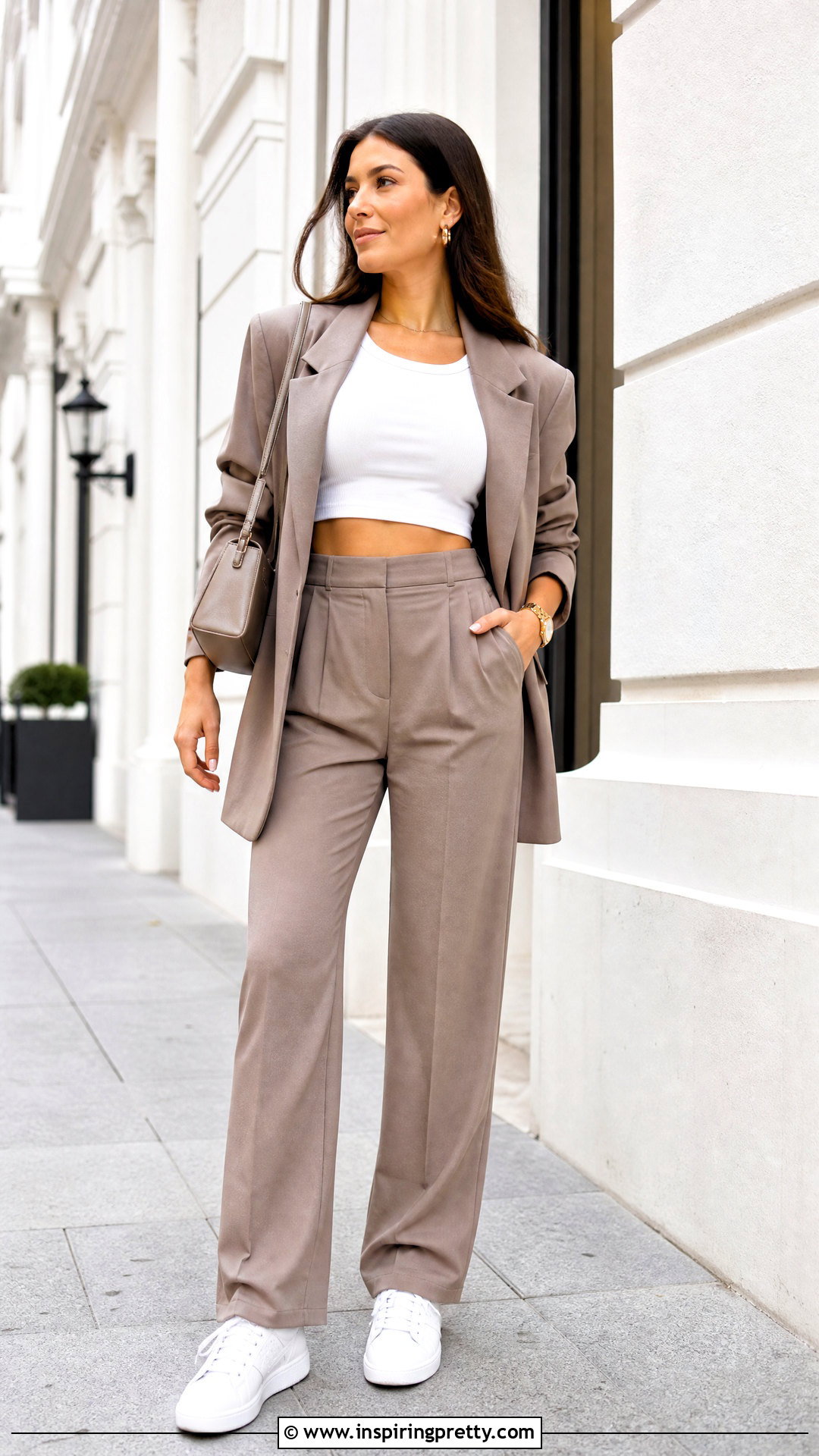 Crop Top With Trousers And Blazer - 20 crop top trousers outfit ideas