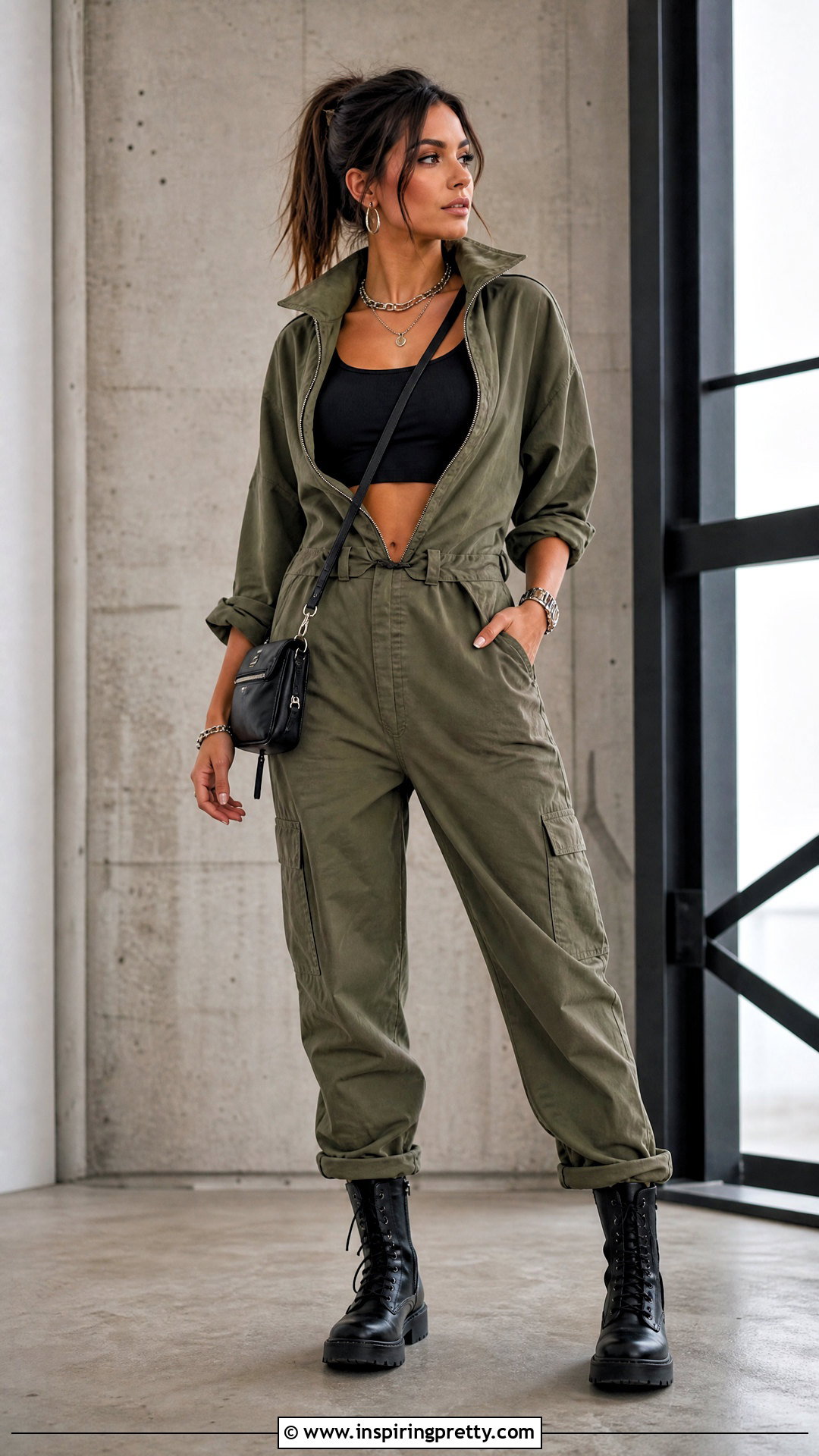 Crop Top With Utility Jumpsuit - 50 outfits con crop tops