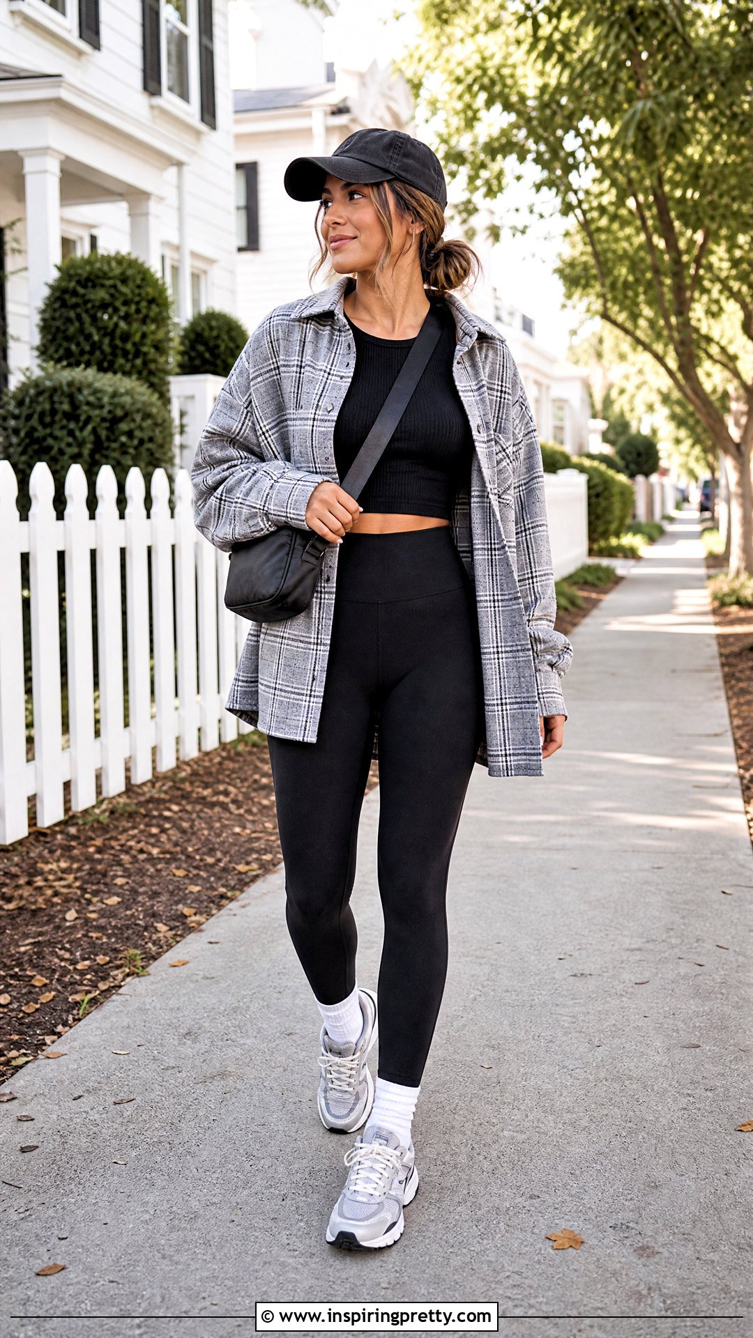 Crop Top With a Shacket and Leggings - 50 crop tops for women outfit ideas