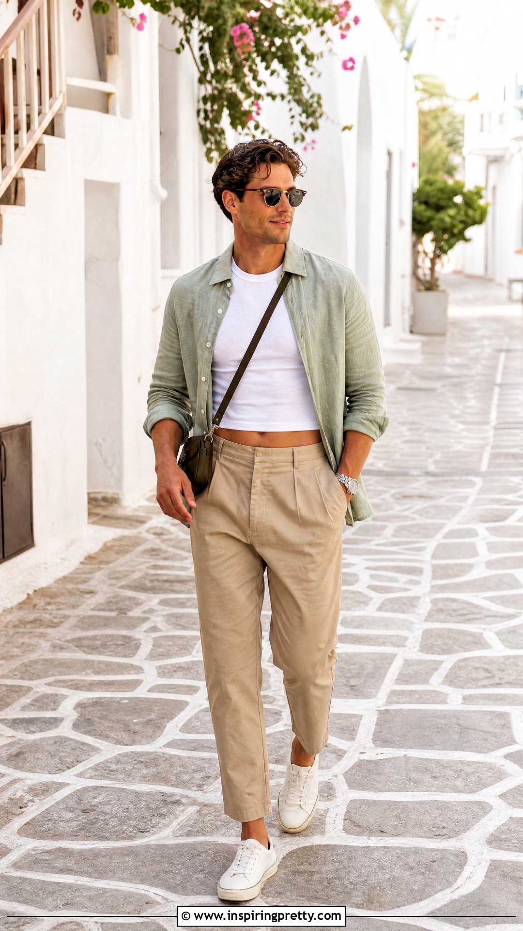 Crop Top With an Open Shirt - 50 male crop top outfit ideas