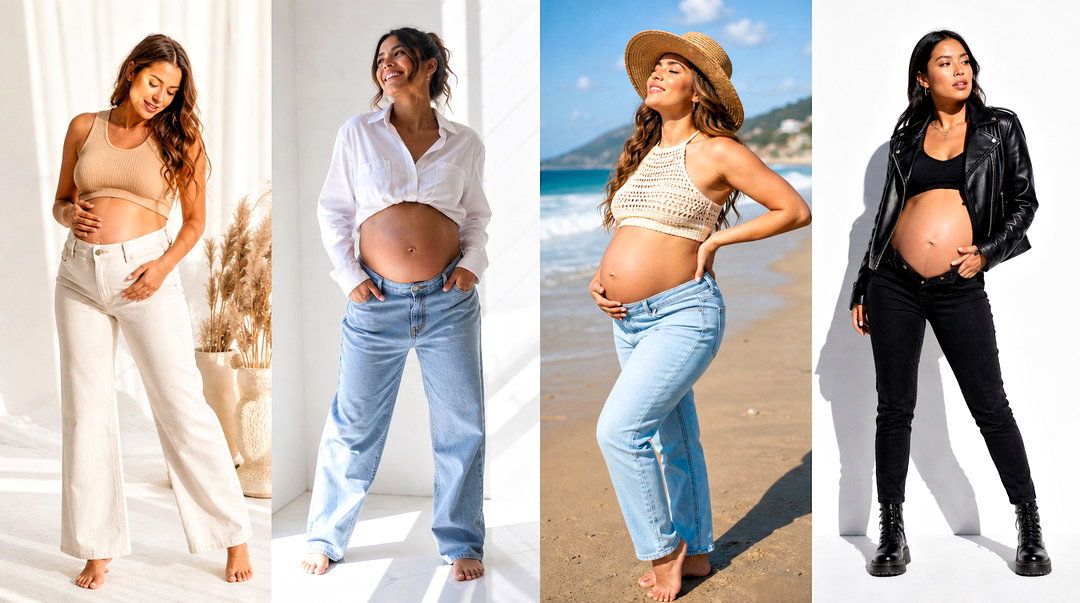 20 Crop Top and Jeans Maternity Shoots: Stylish Photo Ideas