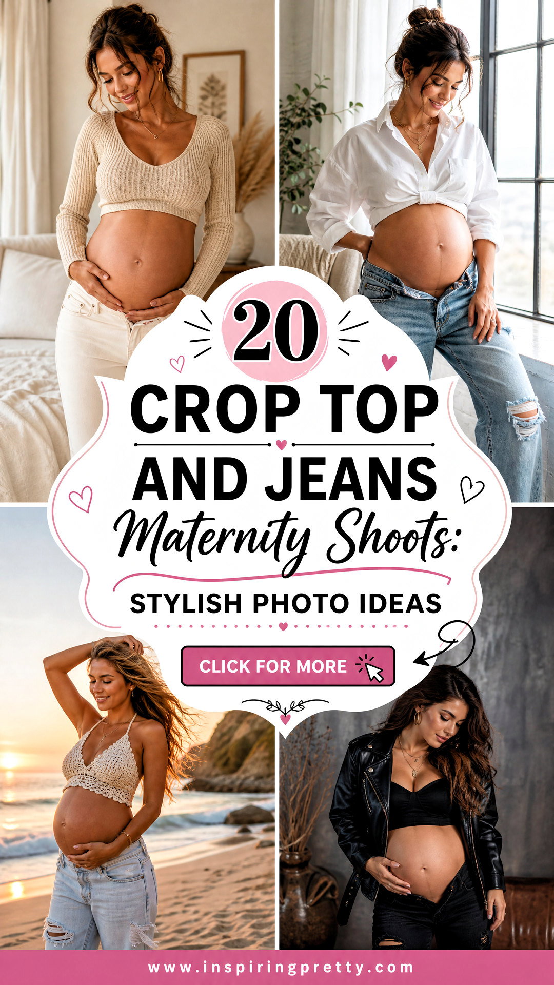 20 Crop Top and Jeans Maternity Shoots Stylish Photo Ideas - 20 Crop Top and Jeans Maternity Shoots: Stylish Photo Ideas