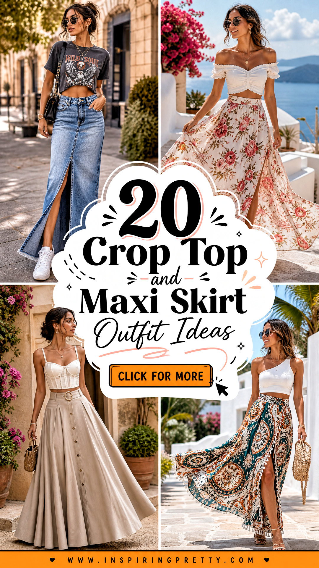 20 Crop Top and Maxi Skirt Outfit Ideas Chic Summer Looks - 20 Crop Top and Maxi Skirt Outfit Ideas: Chic Summer Looks