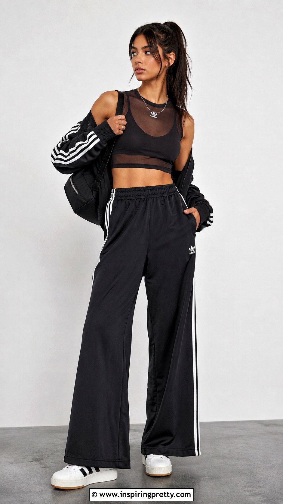 Cropped Adidas Sheer Top With Track Pants - 20 Adidas Sheer Tops