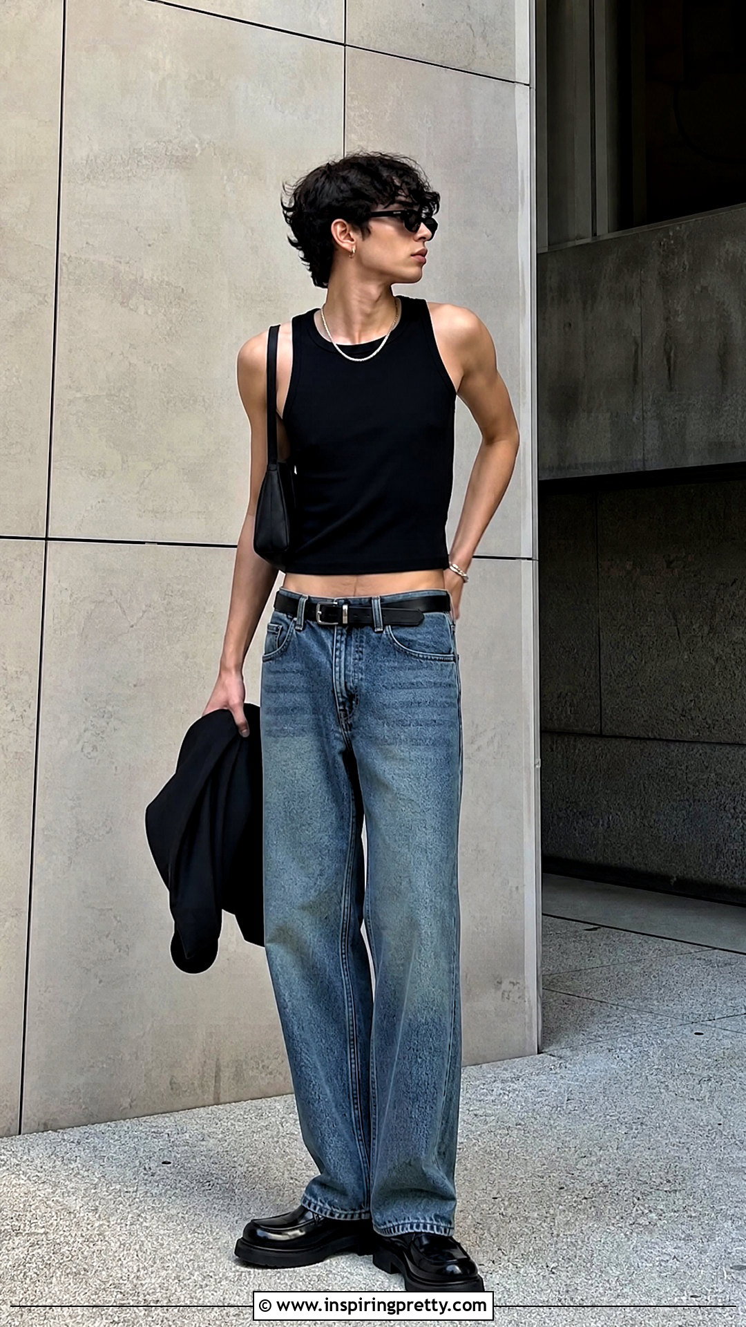 Cropped Black Tank Top With High Waisted Jeans - 25 Black Tank Top And Jeans Men