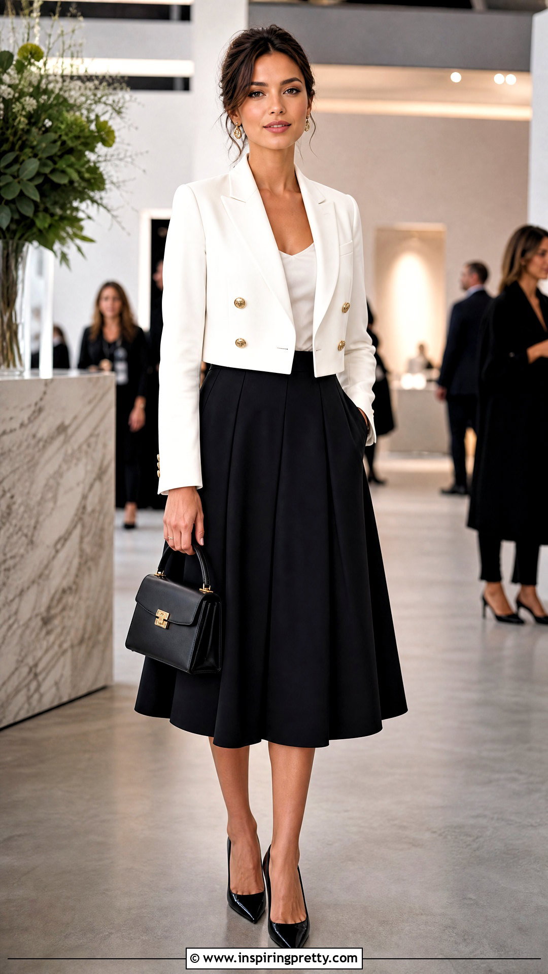 Cropped Blazer Top With Midi Skirt - 50 crop top styles