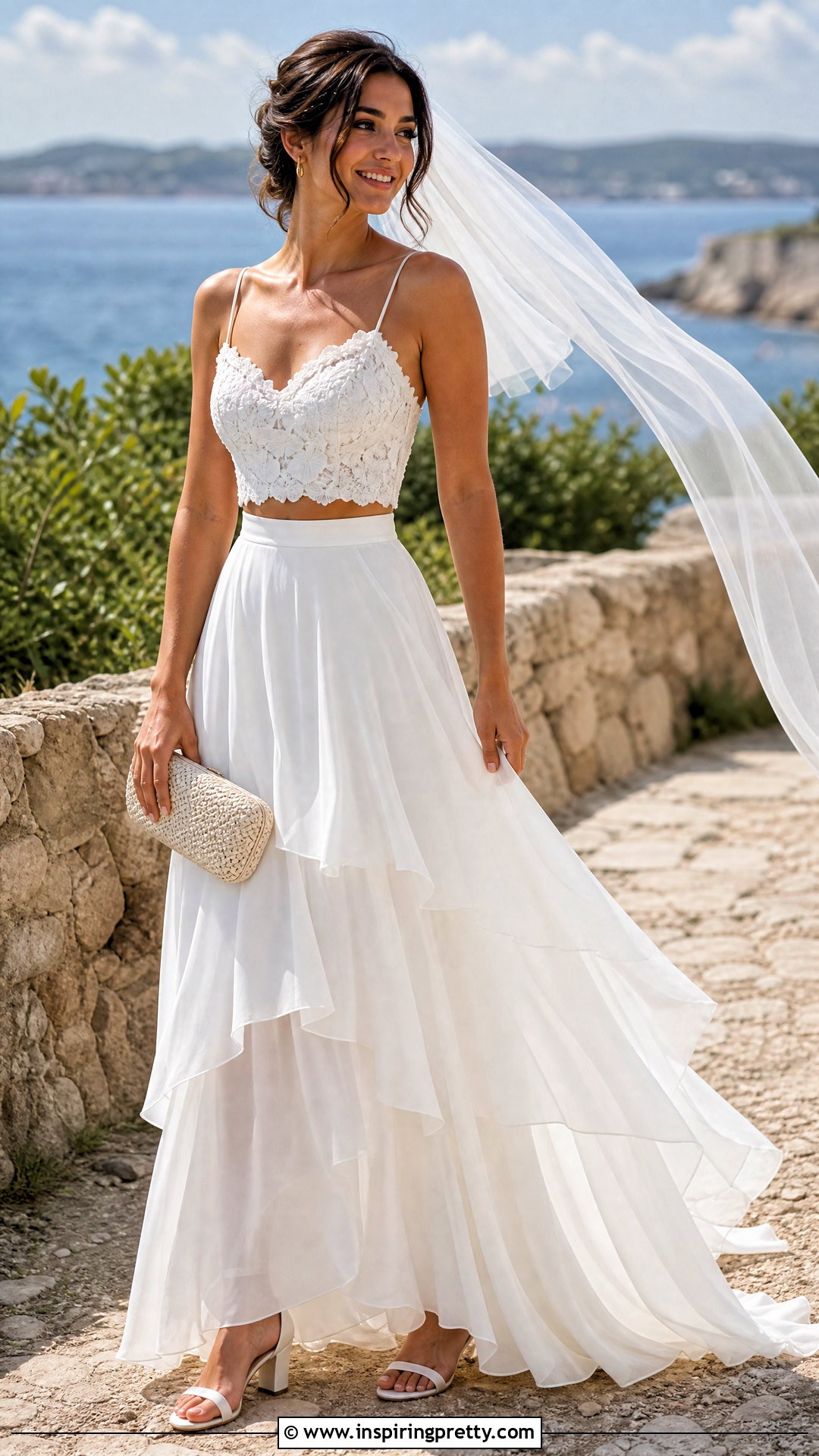 Cropped Bridal Cami Top With Tiered Skirt - 20 Bridal Cami Top outfit ideas