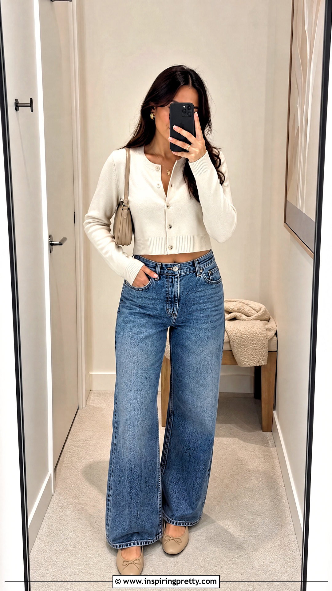 Cropped Cardigan Top With High Rise Jeans - 50 modern tops for women