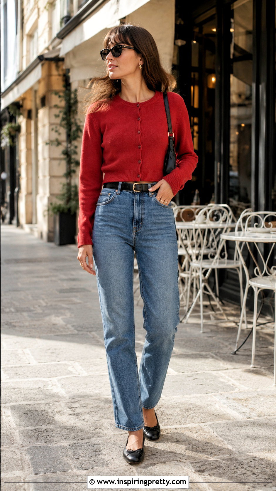 Cropped Cardigan Top With High Rise Jeans - 50 modern tops outfit ideas