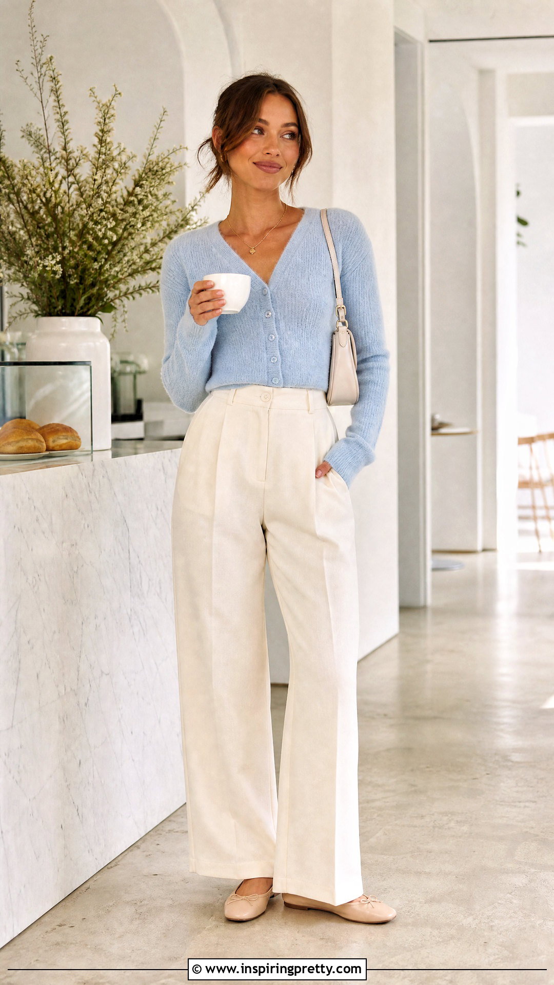 Cropped Cardigan Top With High Rise Pants - 50 top design