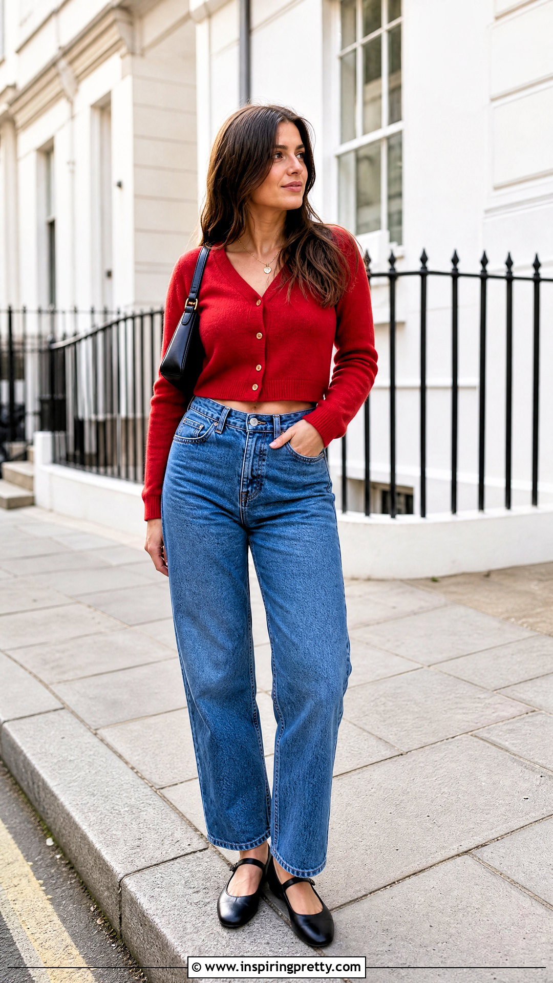 Cropped Cardigan Top With High Waisted Jeans - 50 new tops outfit ideas