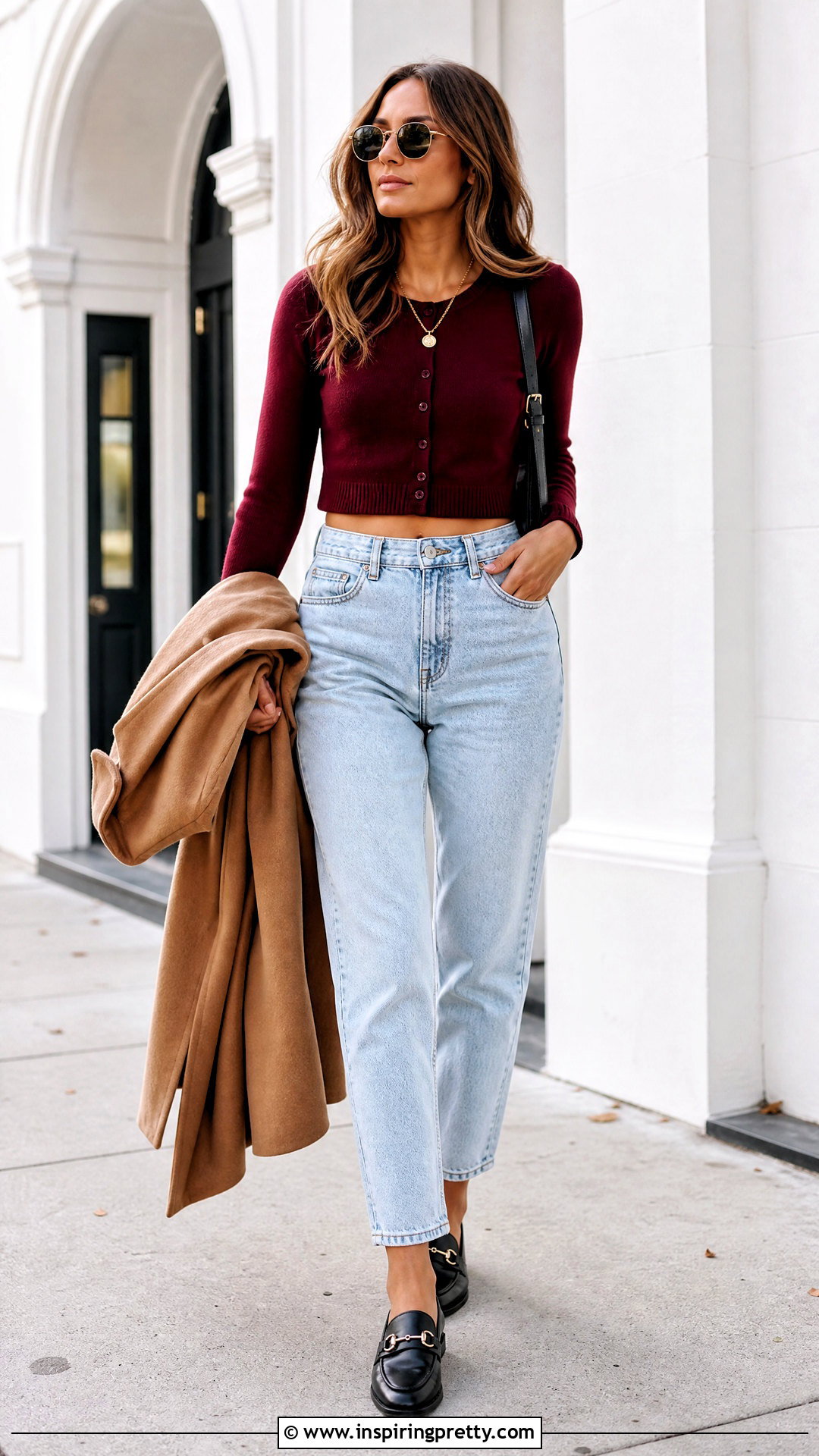 Cropped Cardigan With Mom Jeans - 50 cute top outfit ideas