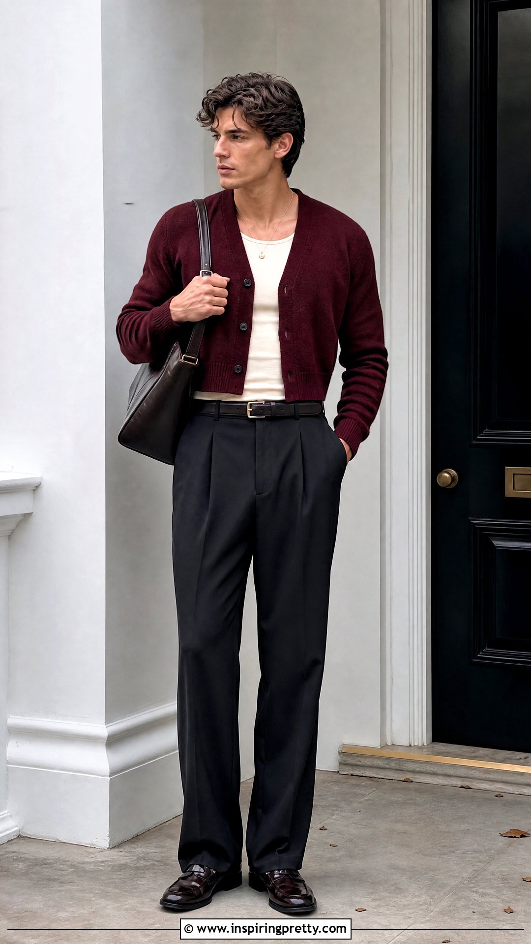 Cropped Cardigan With Pleated Pants - 50 male crop top outfits