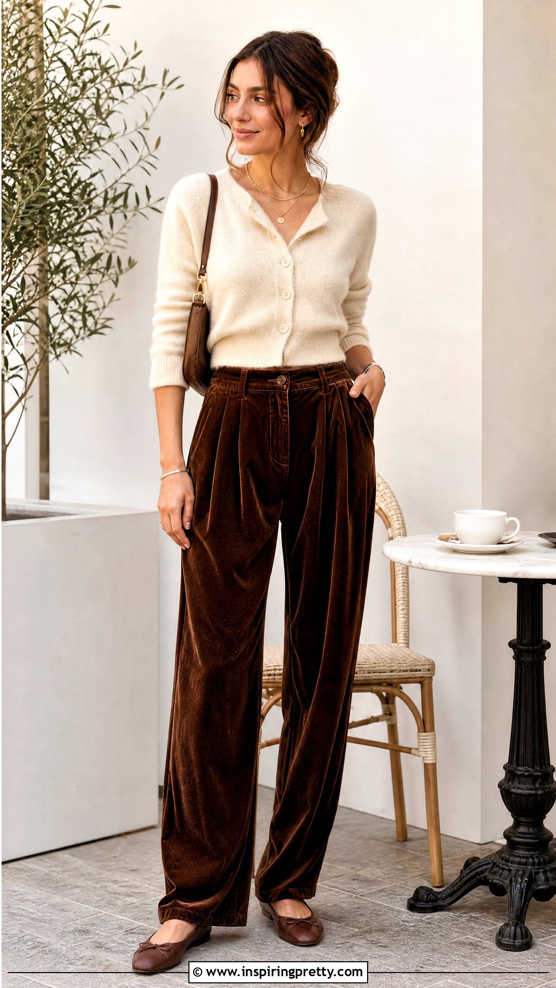 Cropped Cardigan With Velvet Pants - what top to wear with velvet pants (20 ways)
