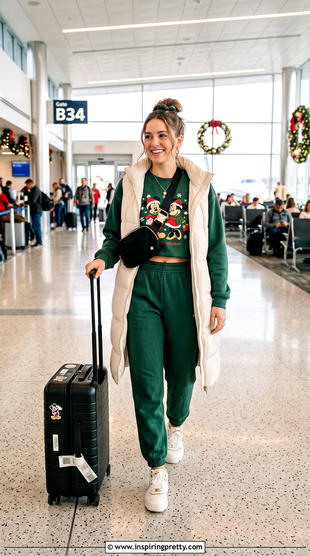 Cropped Disney Christmas Sweatshirt With Matching Joggers - 20 Disney Christmas Tops outfit ideas
