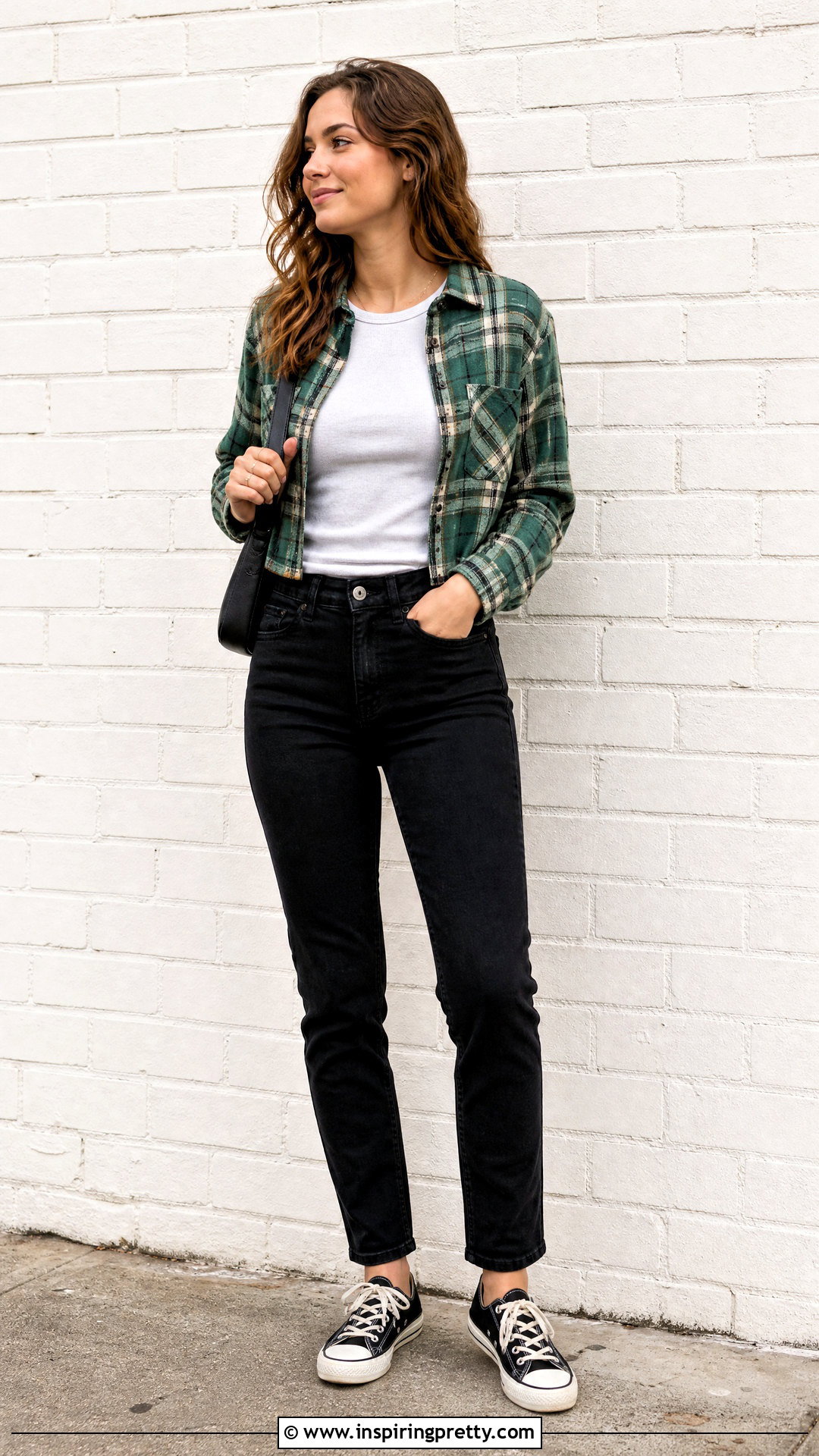 Cropped Flannel Shirt Mockup With Black Jeans - 50 crop top mockup ideas