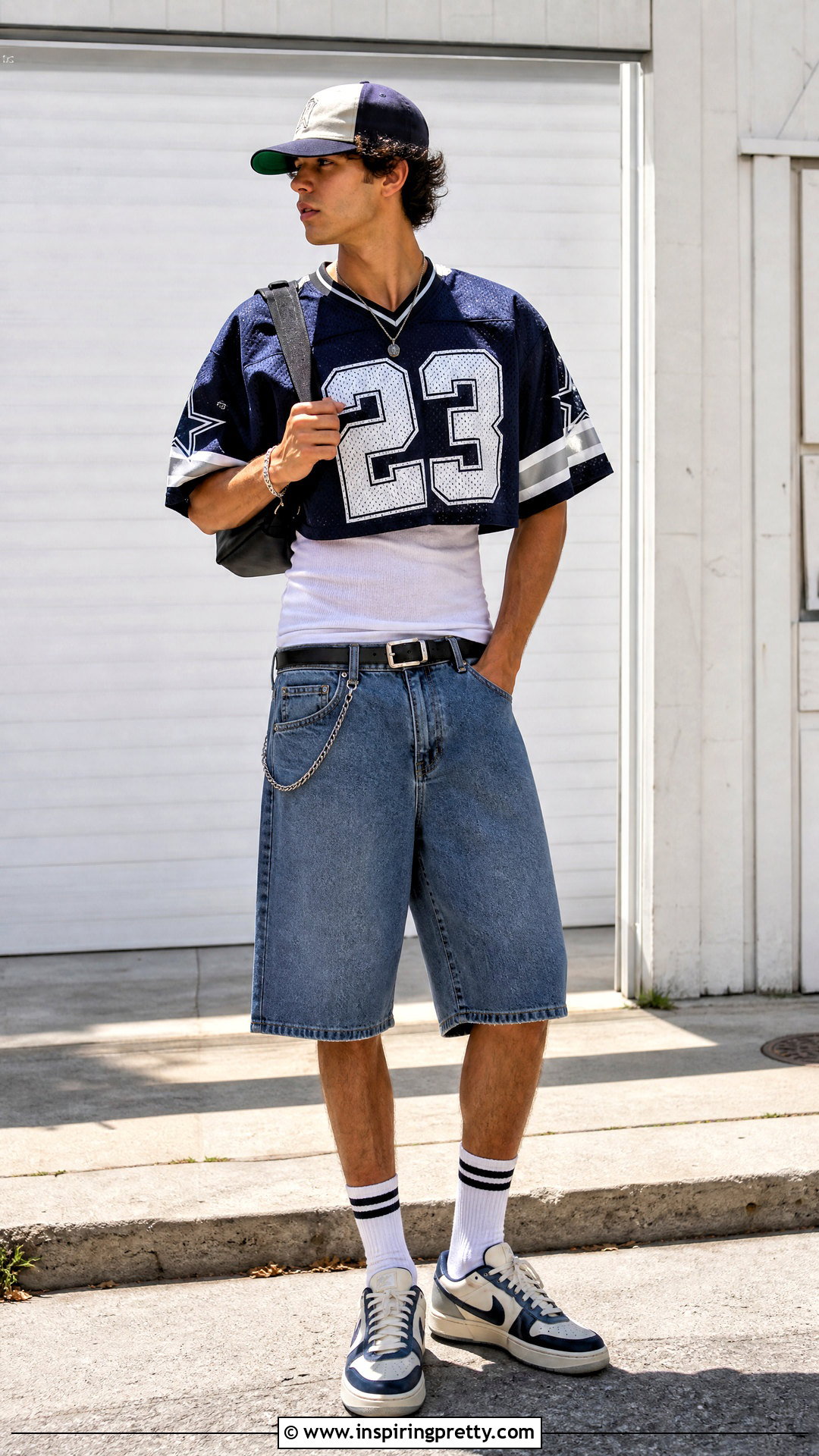 Cropped Football Jersey With Jorts - 50 male crop top outfits