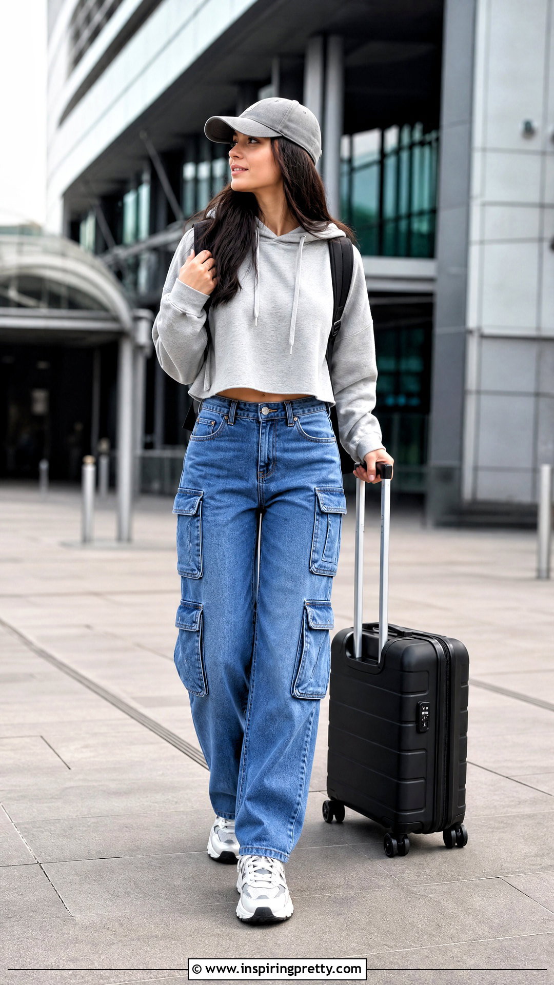 Cropped Hoodie With Cargo Jeans - 50 short tops designs for jeans