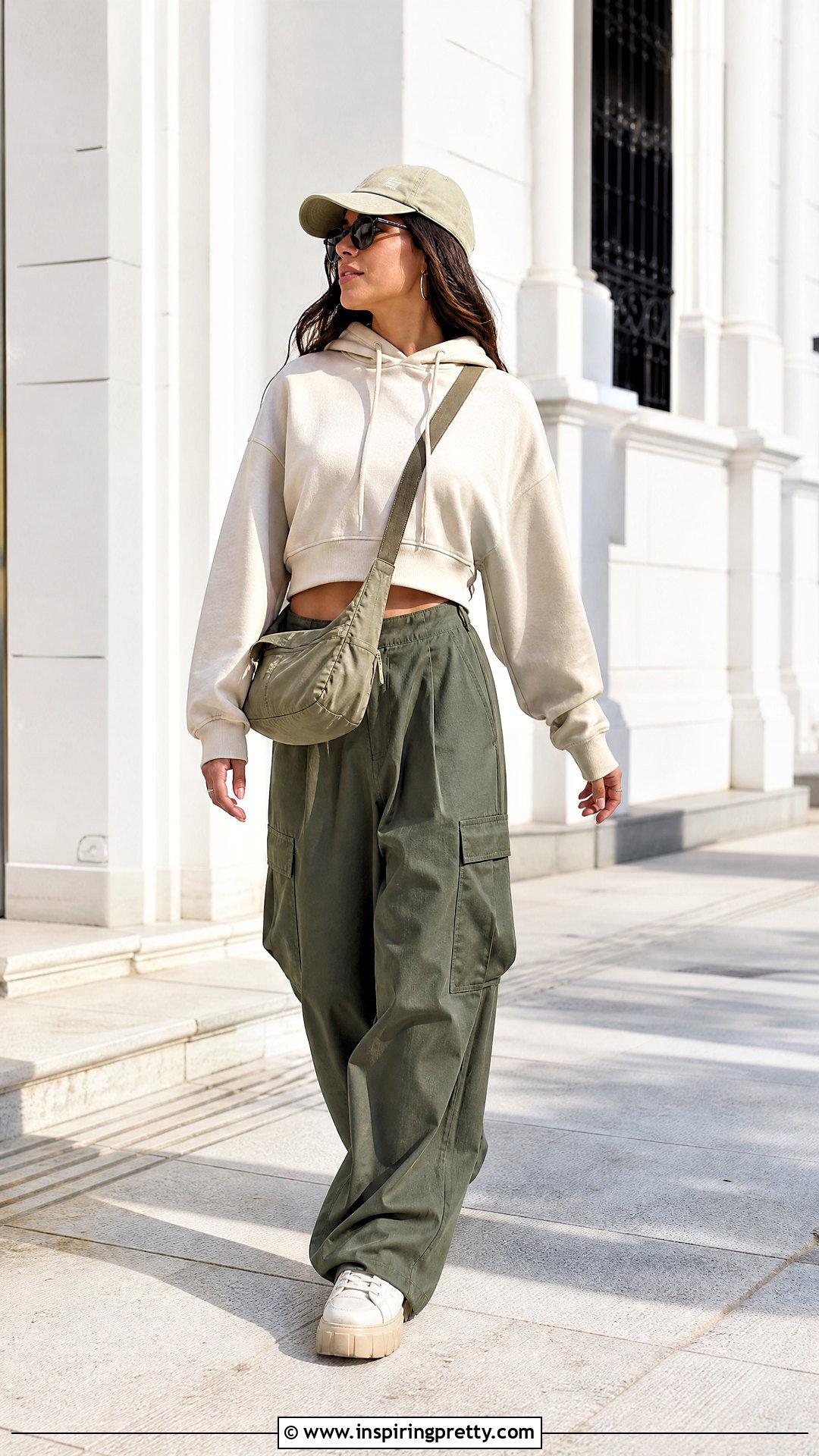 Cropped Hoodie With Cargo Palazzo Pants - 50 short top with plazo outfit ideas
