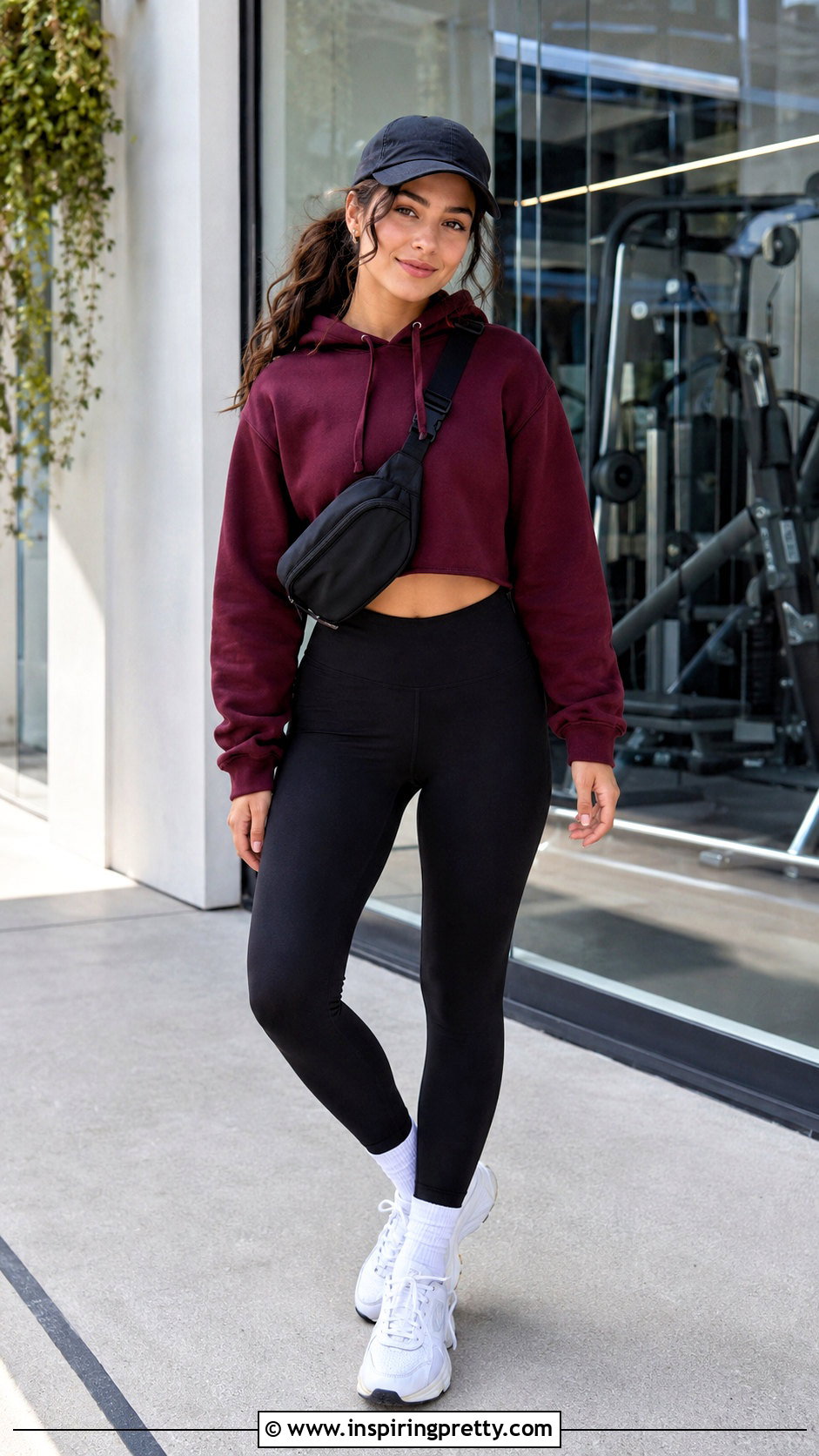 Cropped Hoodie With High Waisted Leggings - 20 Mary Mouser Crop Top outfit ideas