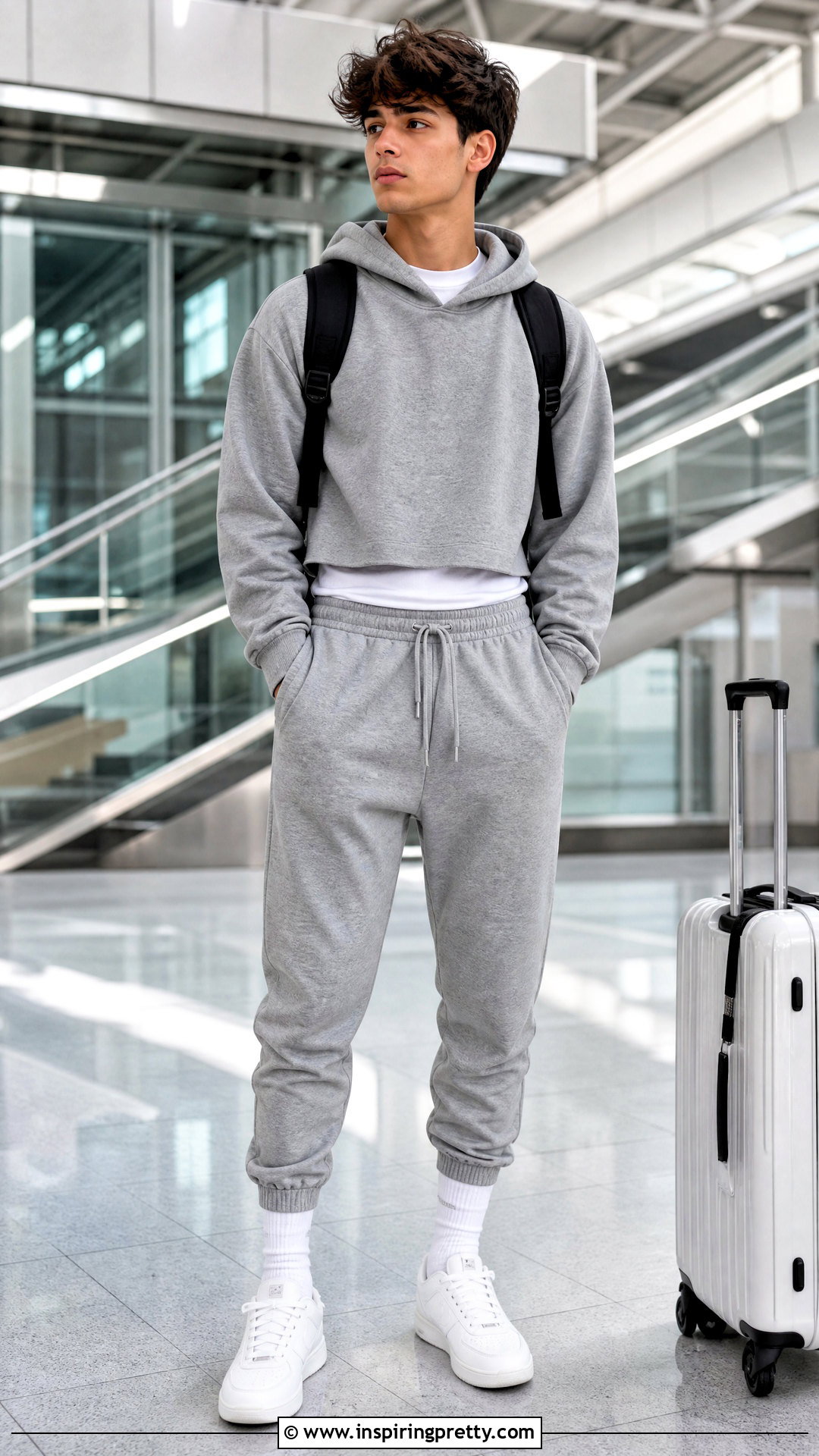 Cropped Hoodie With Jogger Pants - 50 boys in crop tops outfit ideas