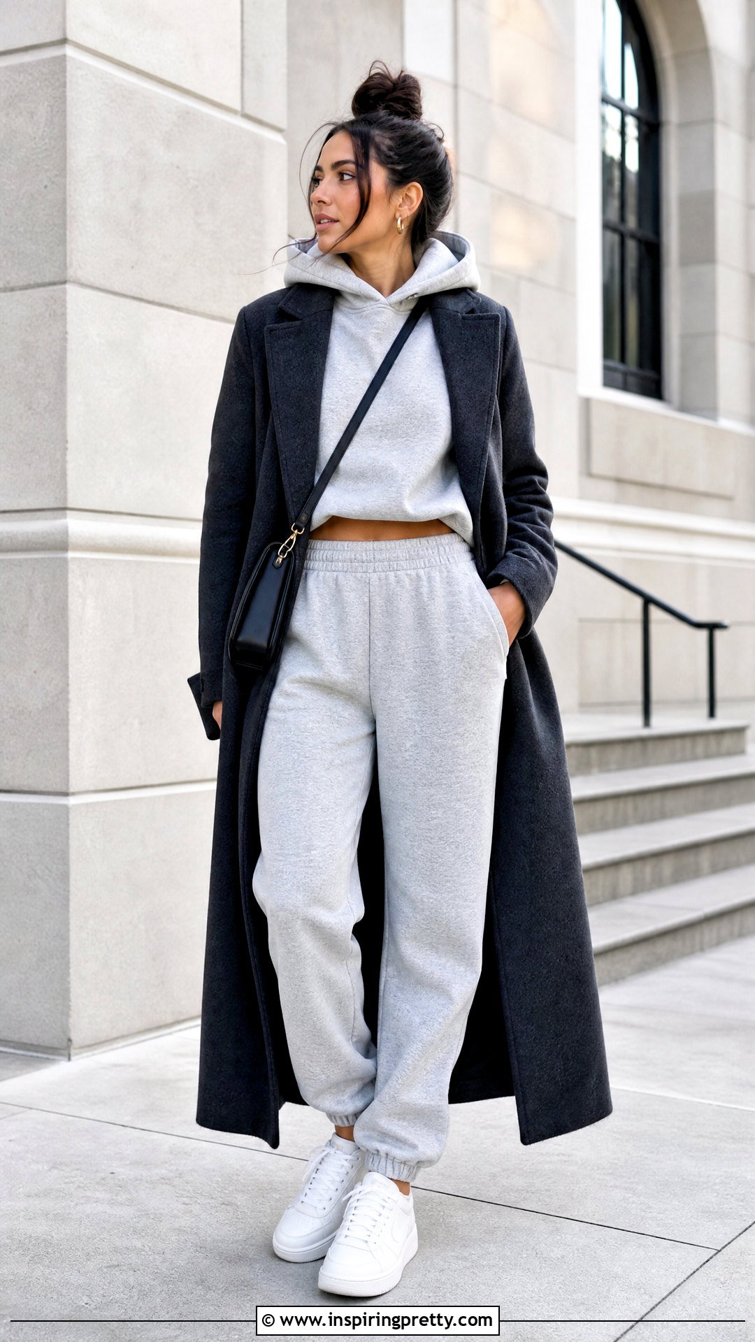 Cropped Hoodie With Matching Joggers - 50 aesthetic crop top outfit ideas