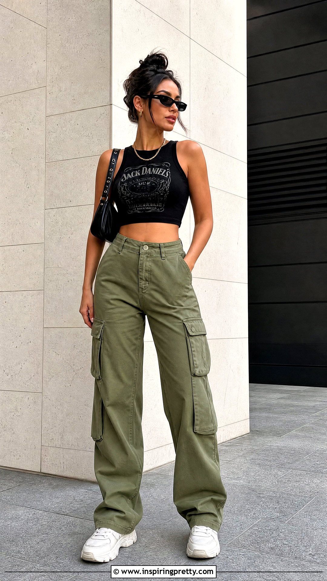Cropped Jack Daniels Tank Top With Cargo Pants - 25 jack daniels tank tops