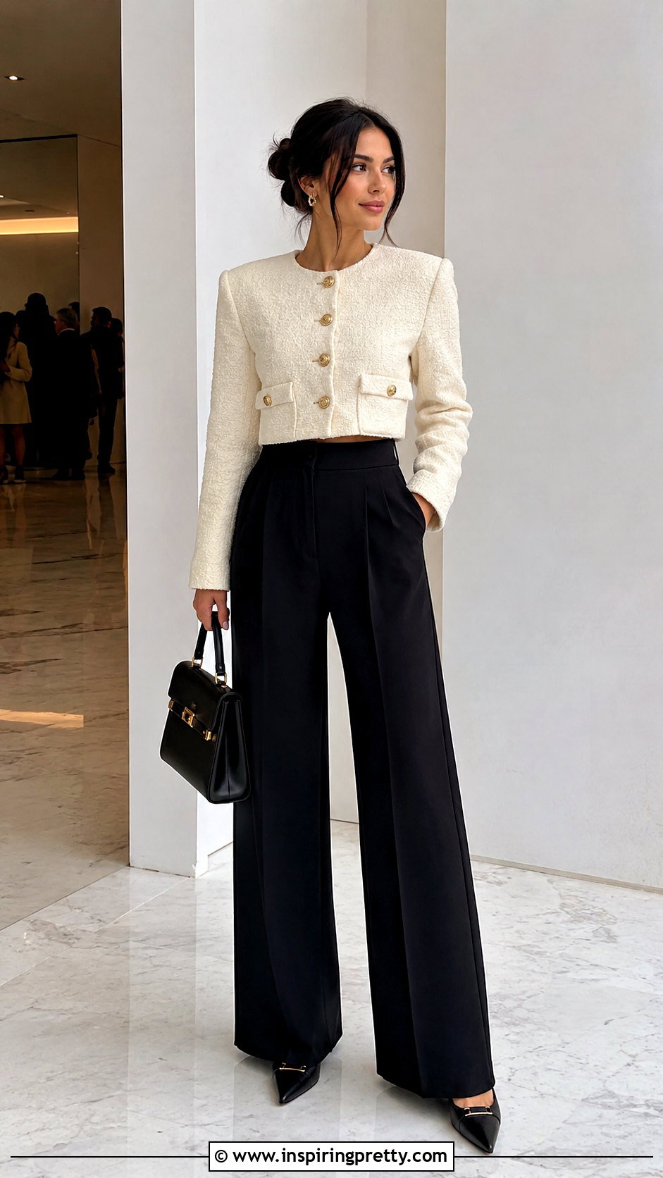 Cropped Jacket Top With High Waisted Pants - 50 top designs latest ideas