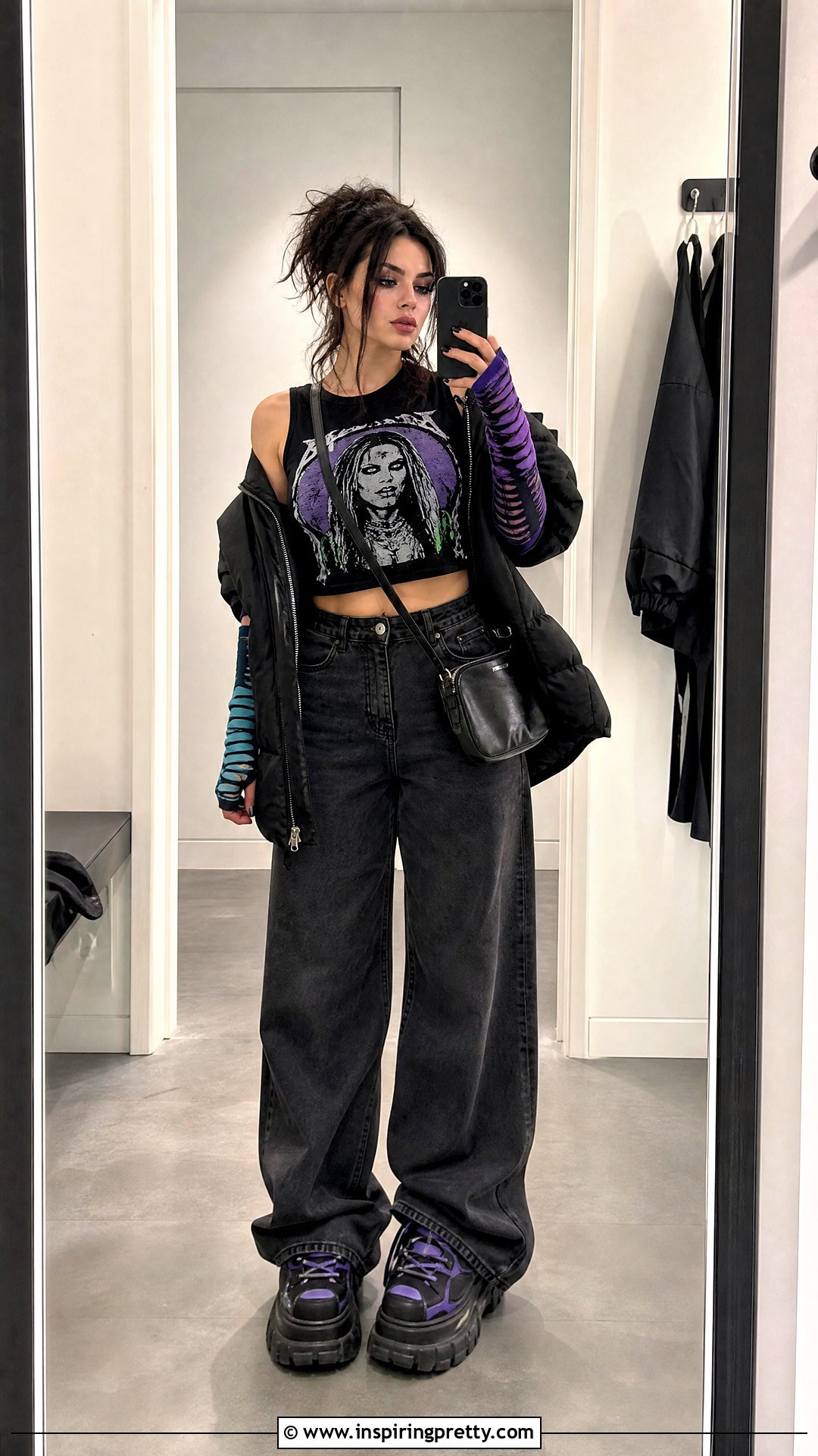 Cropped Jeff Hardy Tank Top With Wide Leg Jeans - 20 Jeff Hardy Tank Top outfit ideas