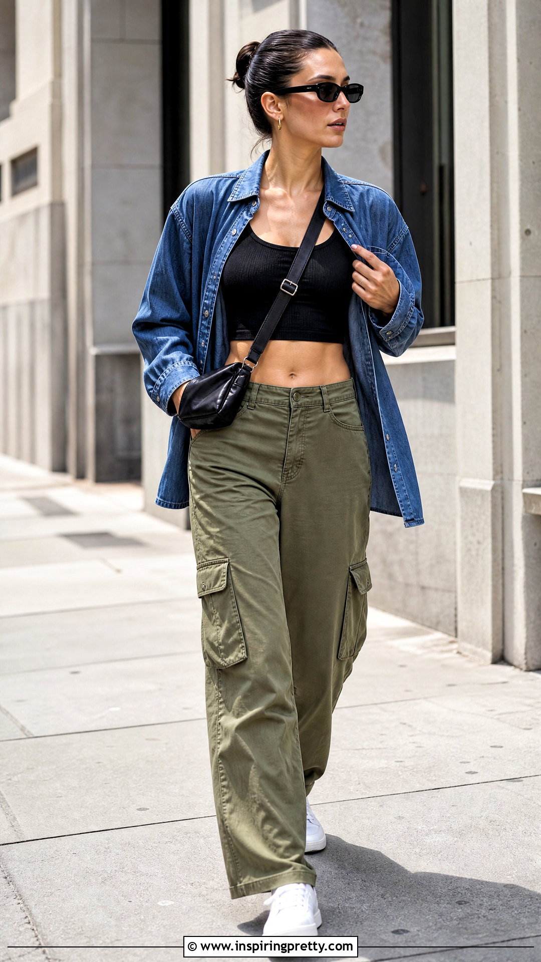 Cropped Knit Tank Top With Cargo Pants - 20 knit tank top fashion ideas