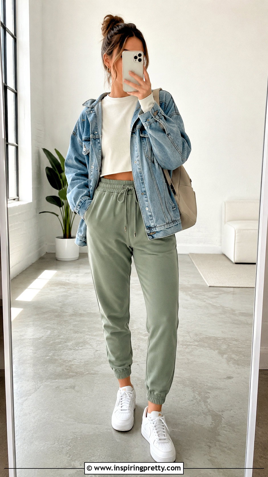 Cropped Long Sleeve Top With Soft Joggers - 20 comfy long sleeve tops outfit ideas