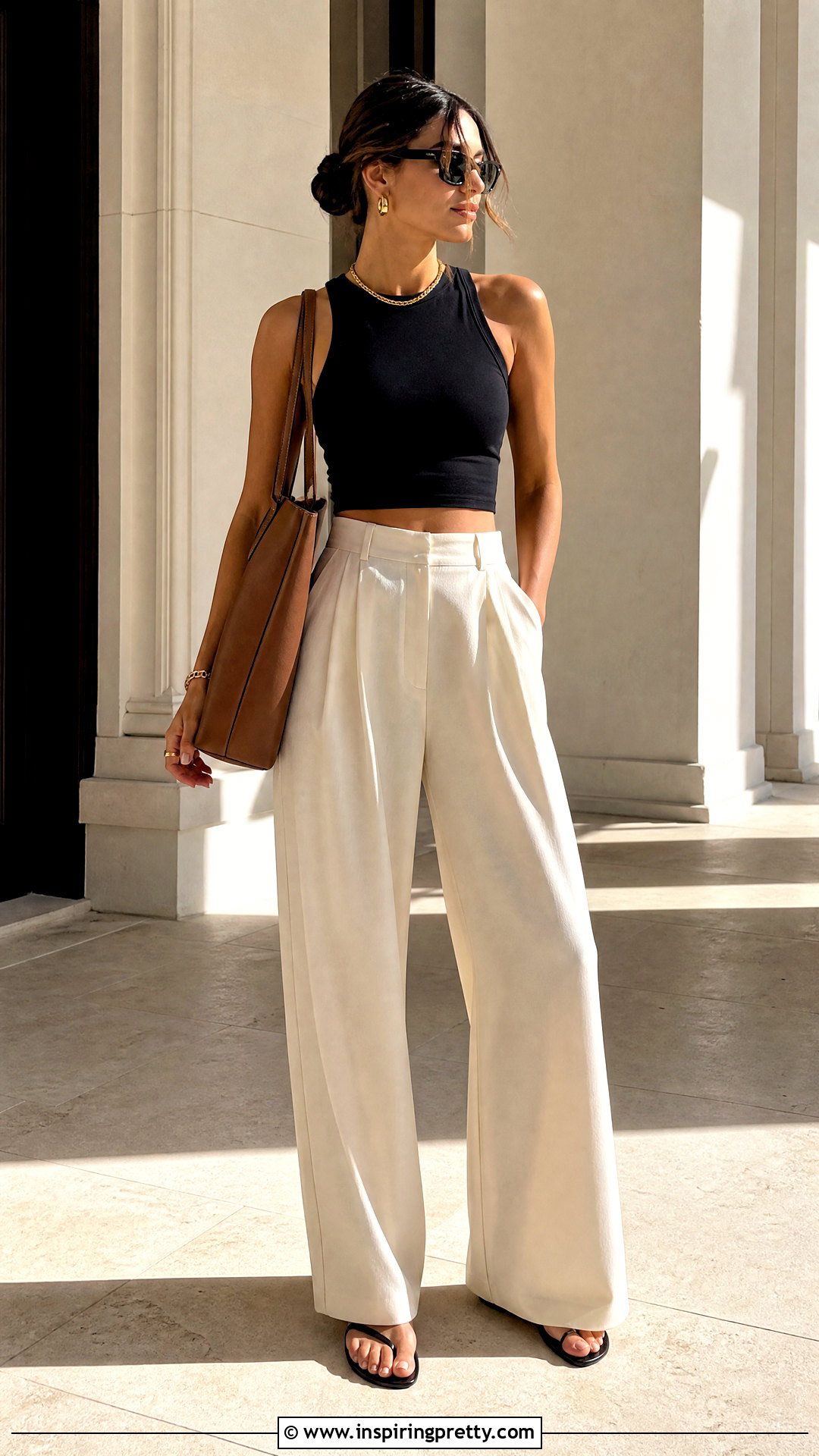 Cropped Lululemon Tank With Wide Leg Pants - 50 lululemon tank top outfit ideas