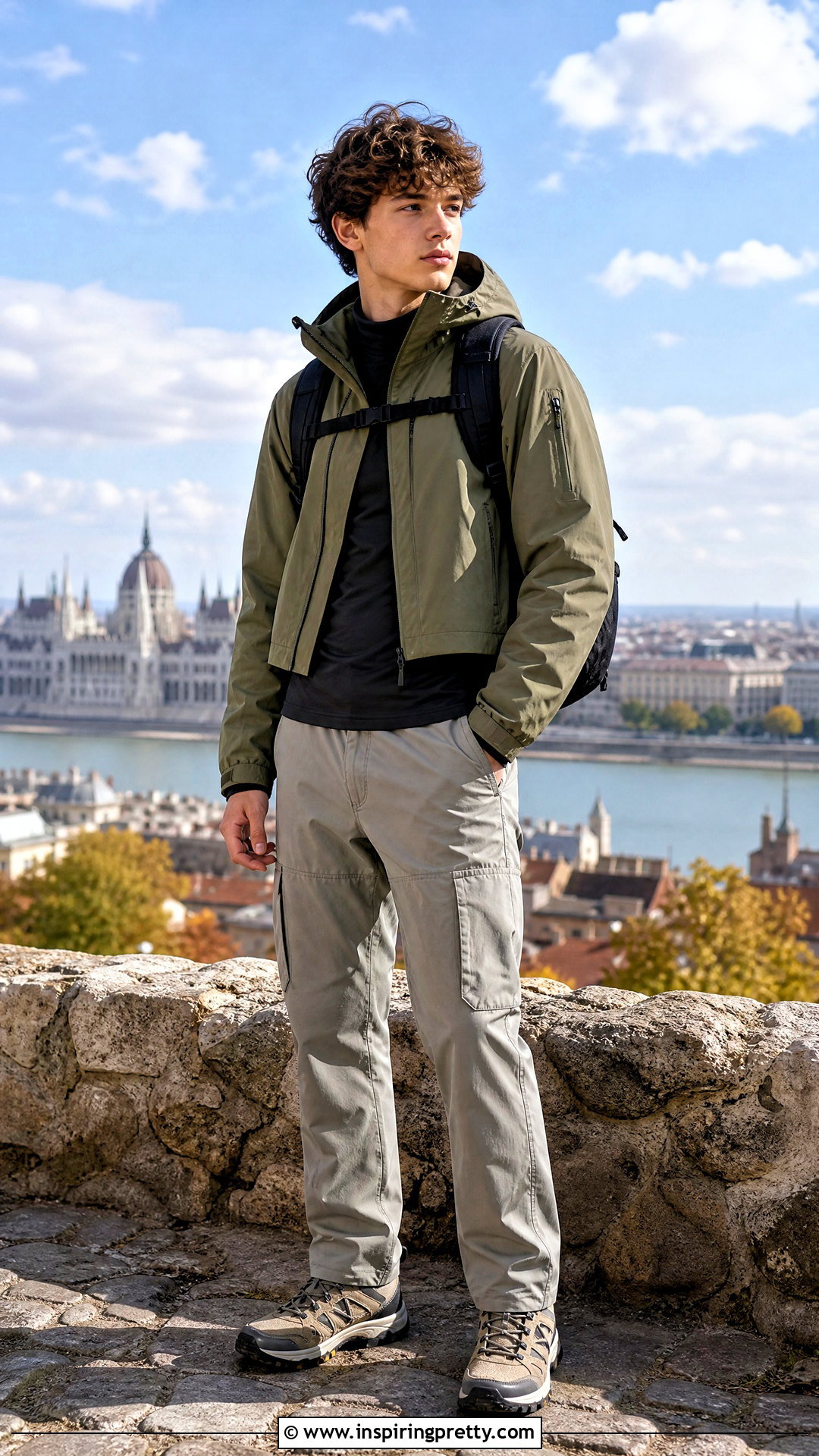 Cropped Parka With Utility Pants - 50 boys in crop tops outfit ideas