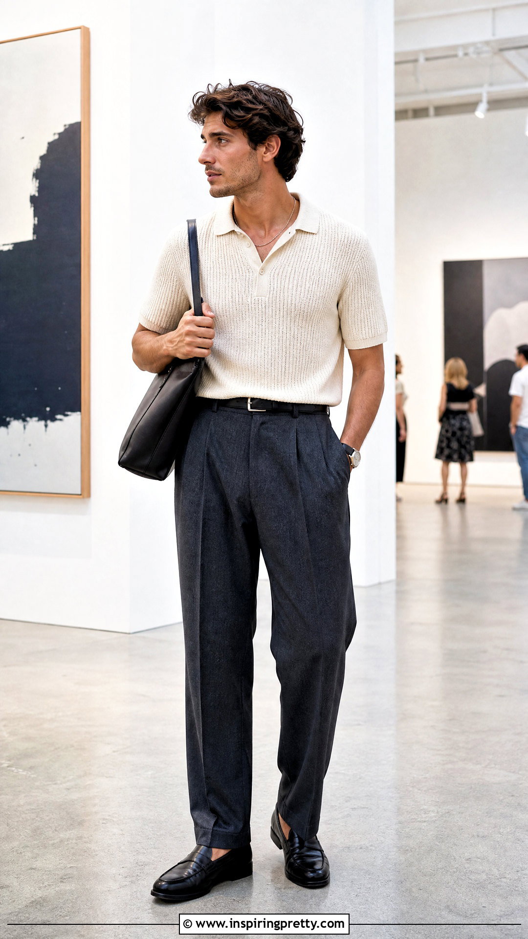 Cropped Polo With Pleated Trousers - 50 male crop top outfits