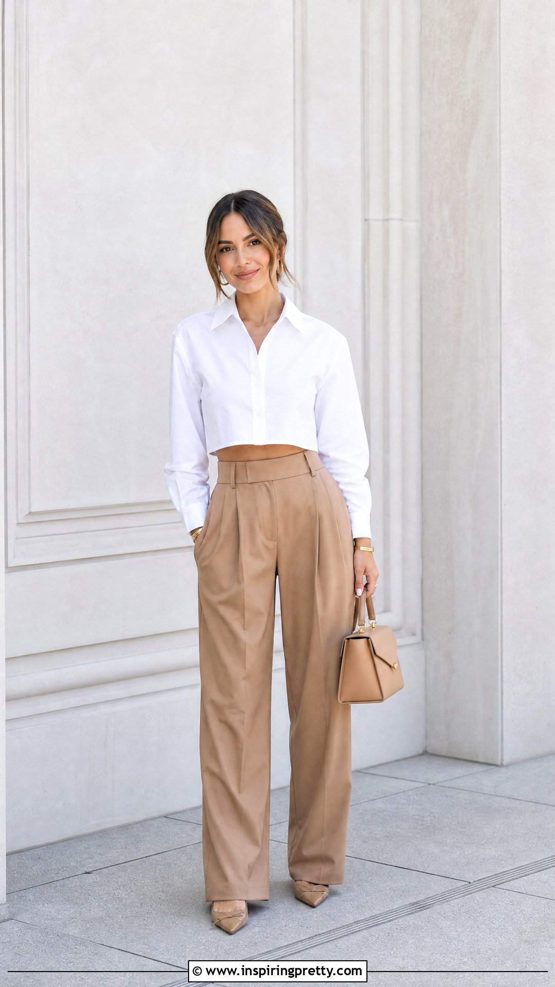 Cropped Poplin Shirt With High Rise Pants - 50 latest tops for women