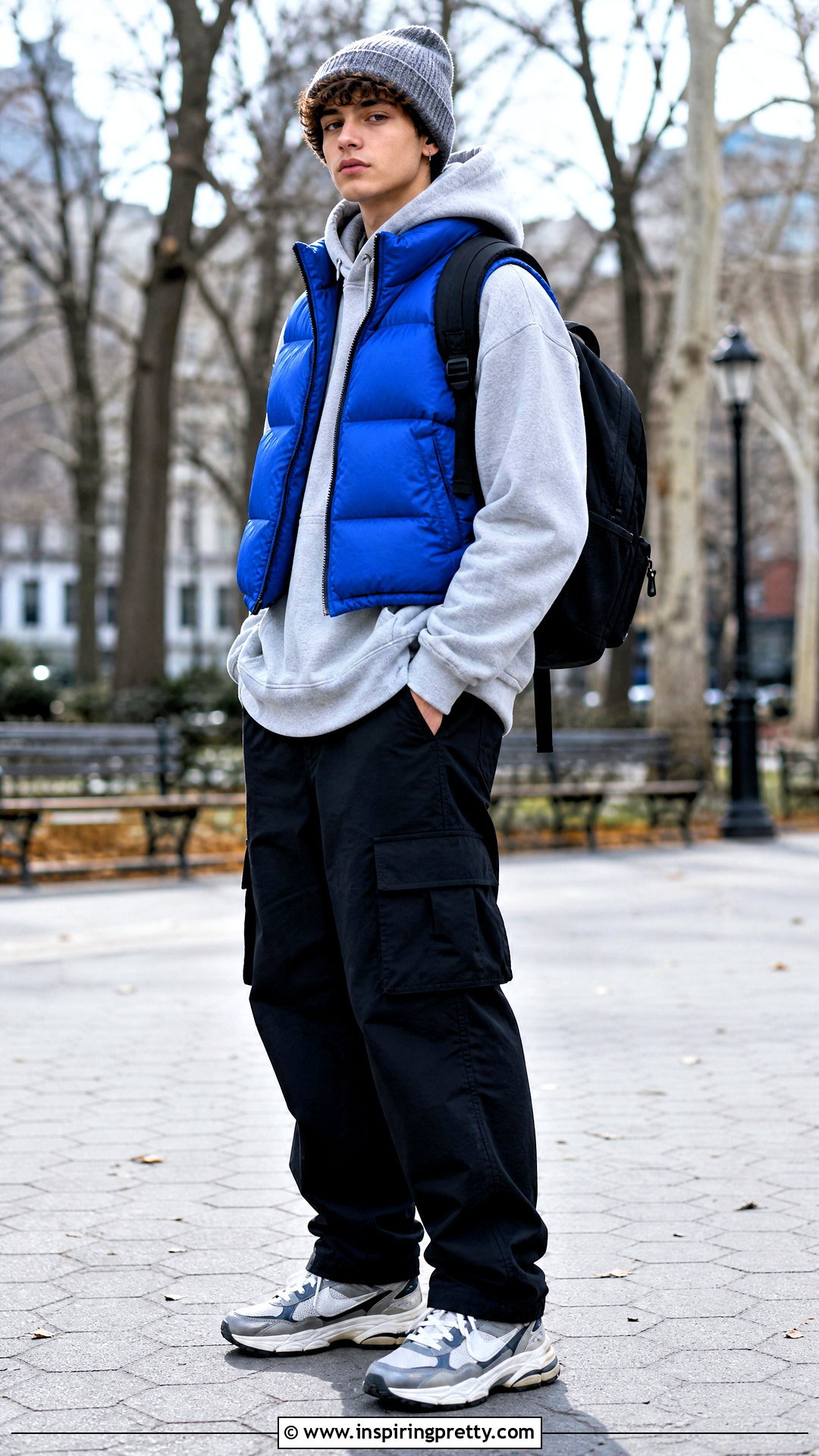 Cropped Puffer Vest With Hoodie - 50 boys in crop tops outfit ideas