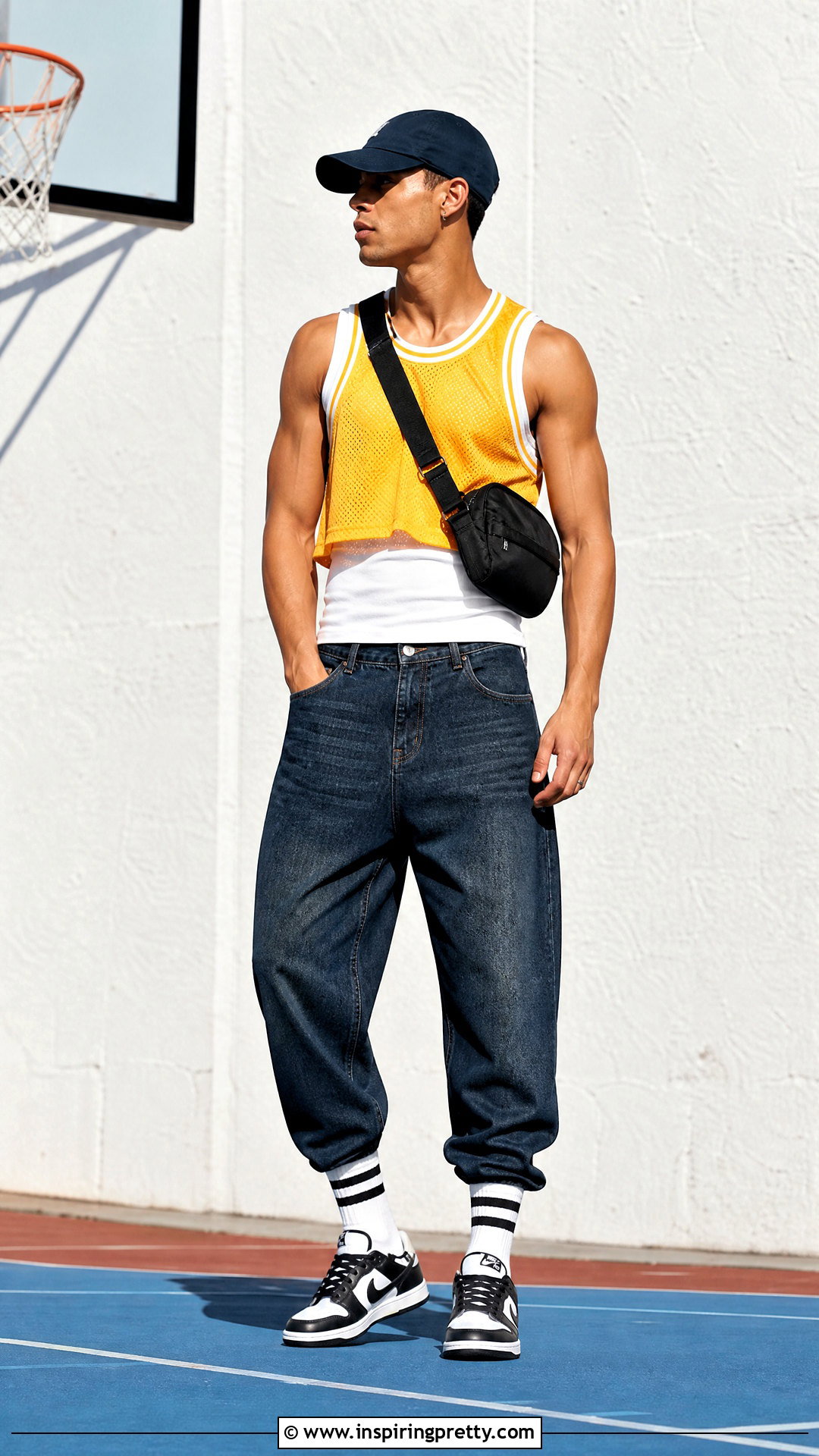 Cropped Sports Jersey With Denim - 50 male crop top outfits