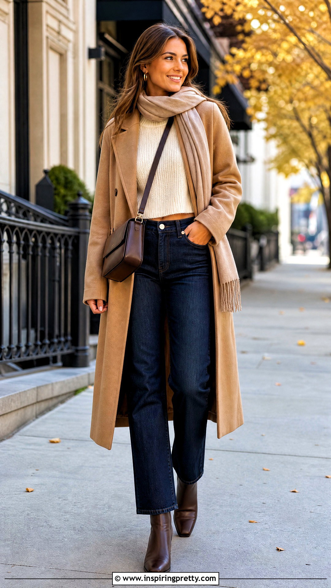 Cropped Sweater And Straight Leg Jeans - 50 Crop Top And Jeans Outfit ideas