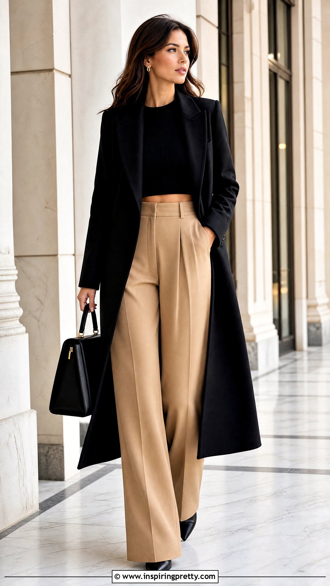 Cropped Sweater With High Waisted Pants - 50 winter tops for women