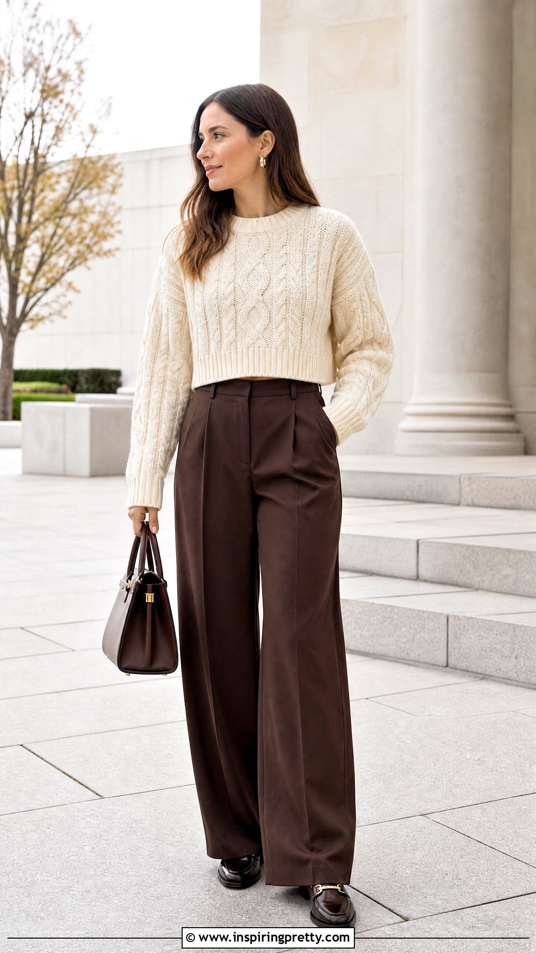 Cropped Sweater With High Waisted Wide Leg Pants - 20 Tops To Wear With High Waisted Wide Leg Pants
