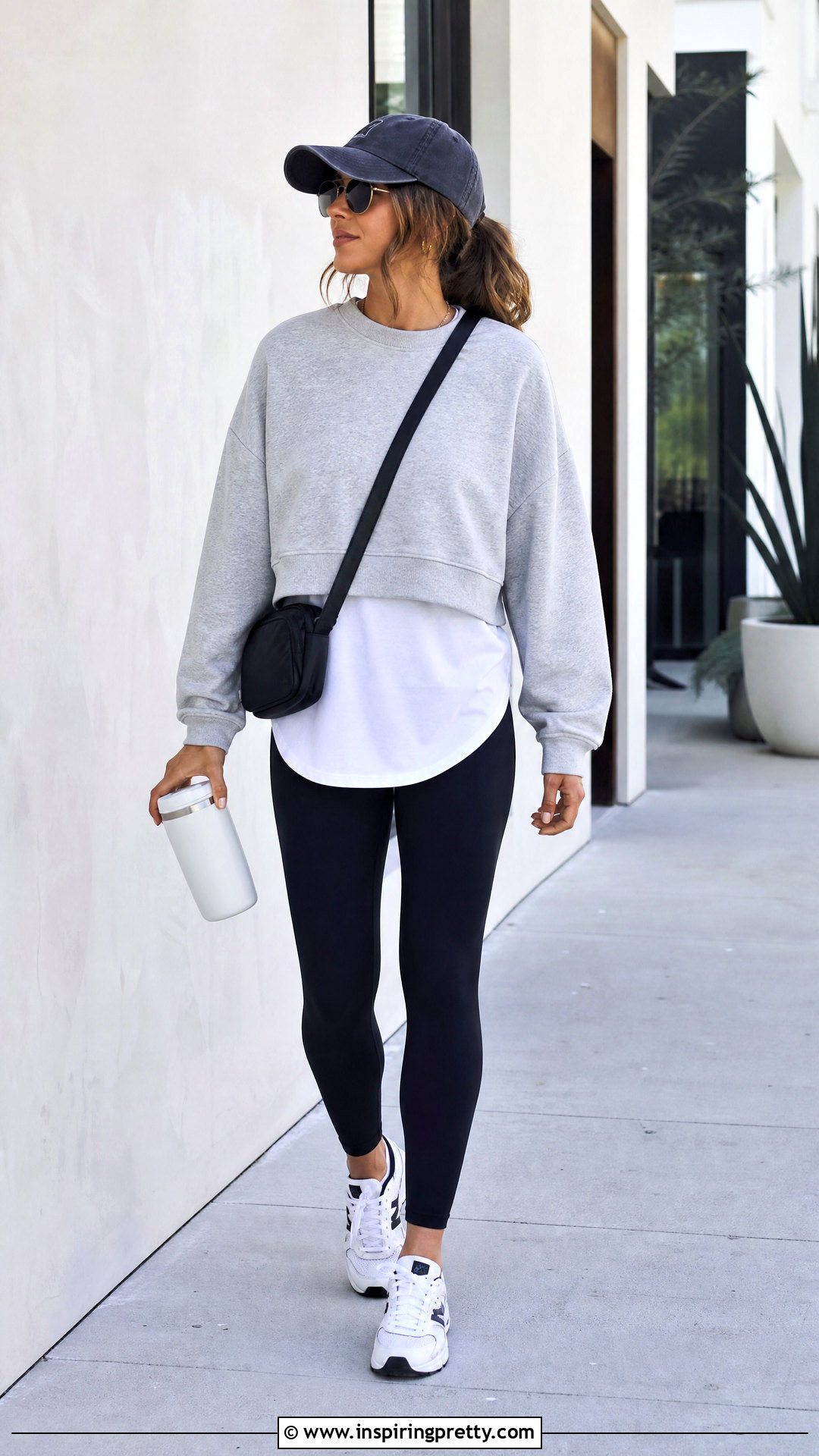 Cropped Sweatshirt Over Longline T Shirt Outfit - 20 Multi Layered Tops outfit ideas