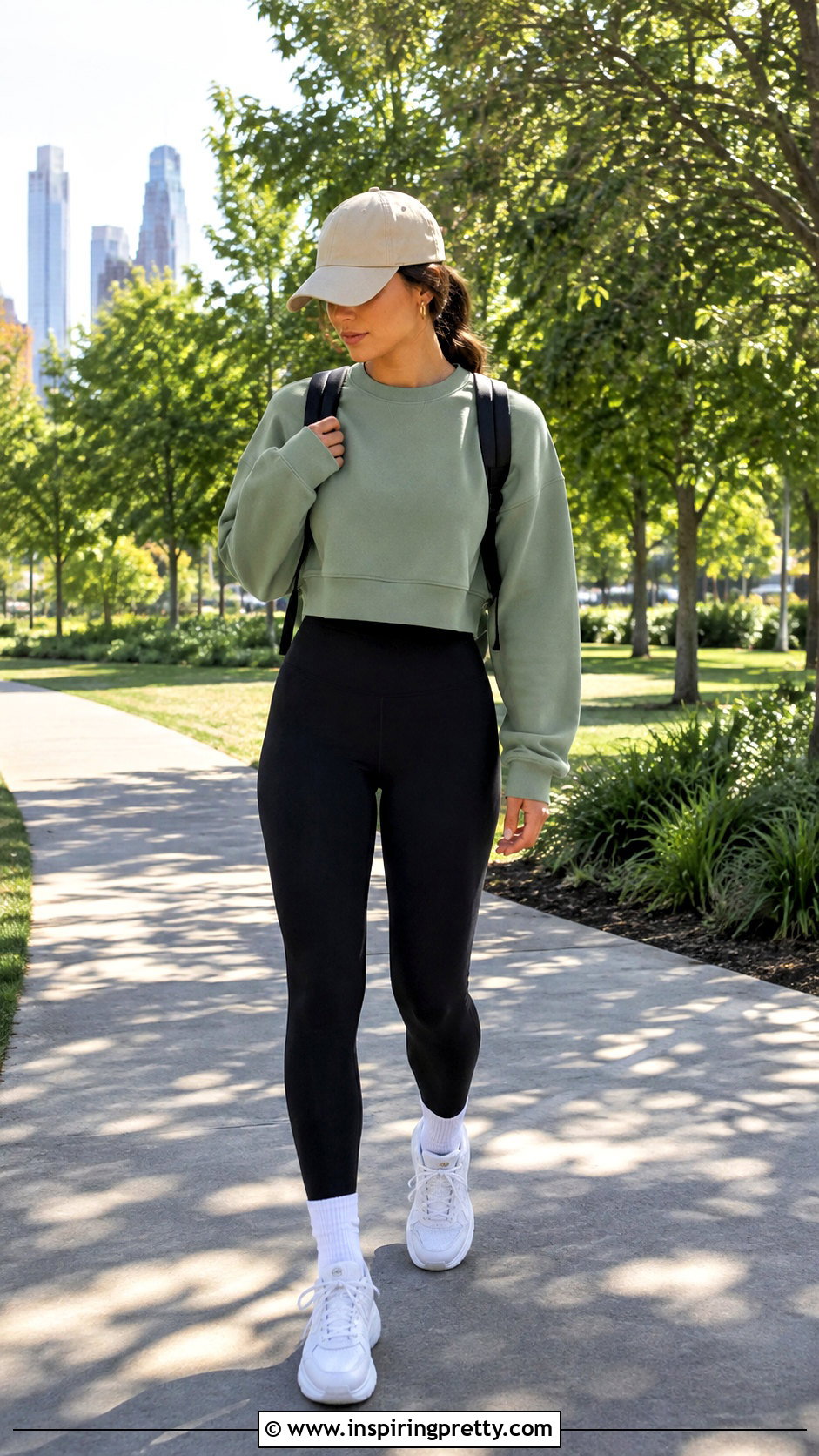 Cropped Sweatshirt Top With High Waisted Leggings - 25 tops that look good with leggings