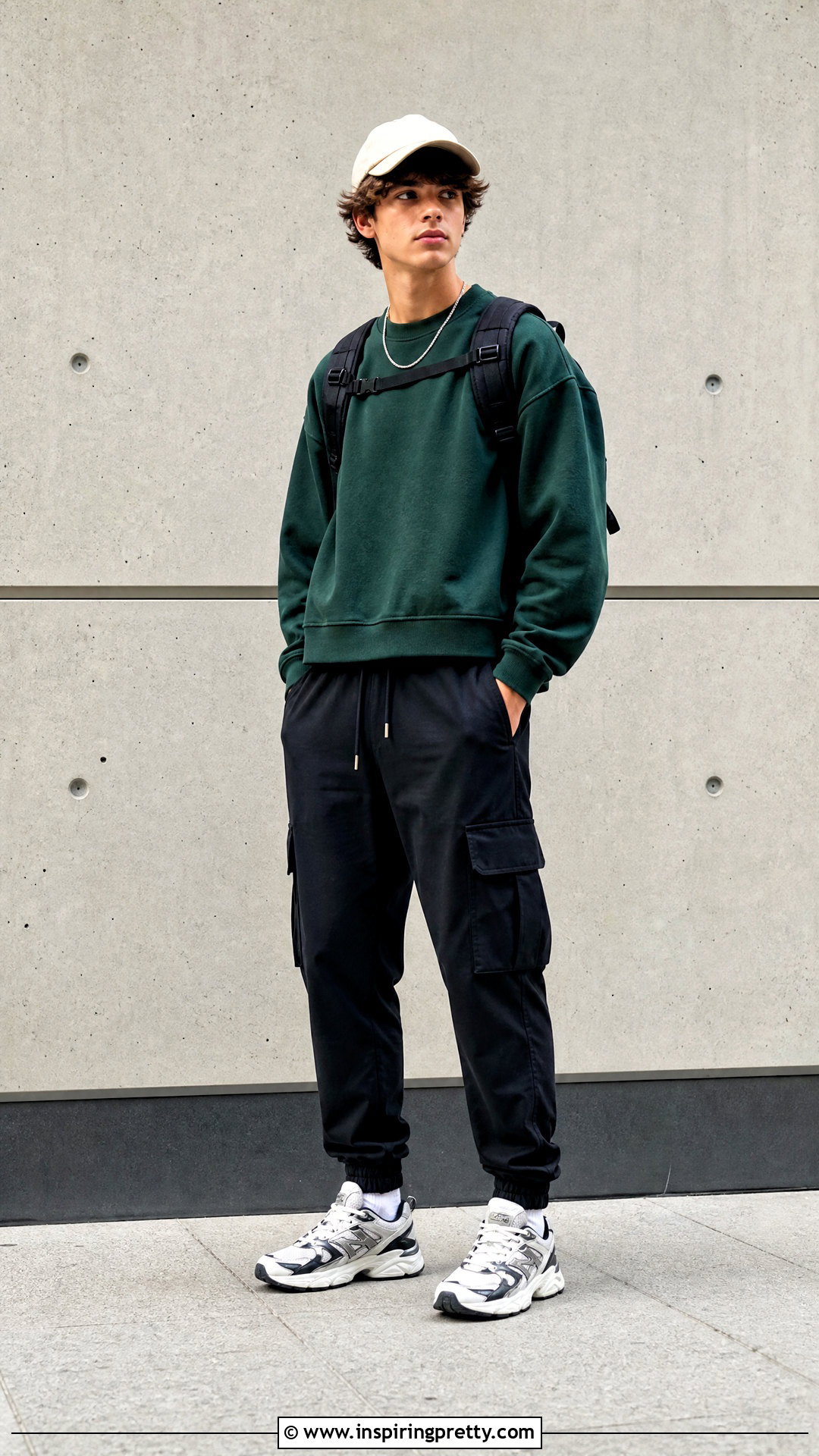 Cropped Sweatshirt With Cargo Joggers - 50 boys in crop tops outfit ideas